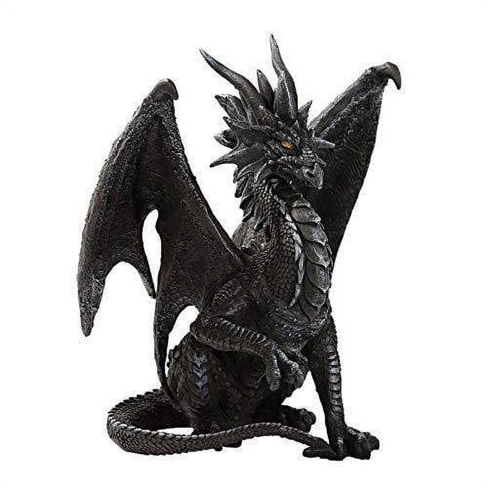 Black and Gray Hand-Painted Resin Dragon Figurine