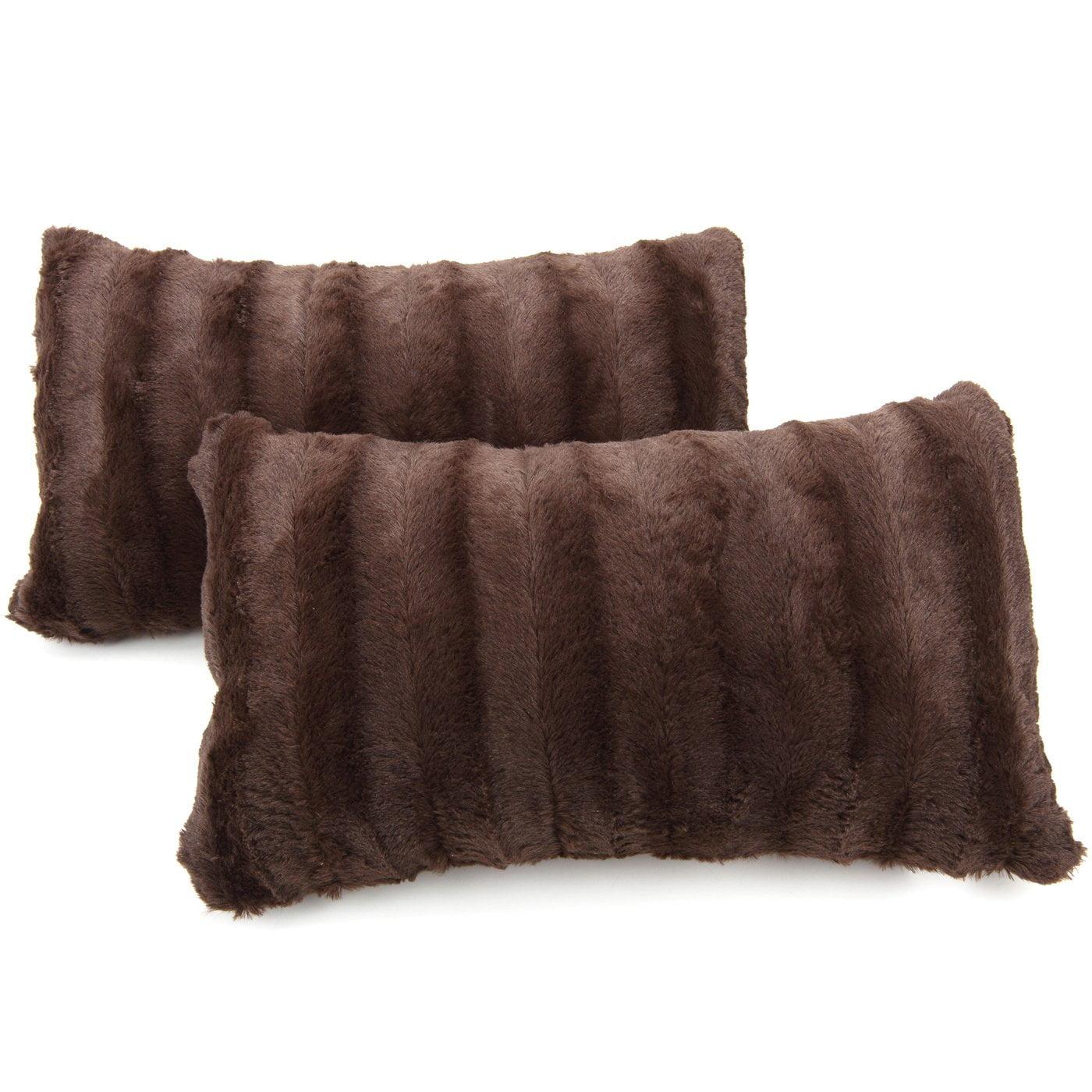 Cheer Collection Faux Fur Throw Pillow (Set of 2)