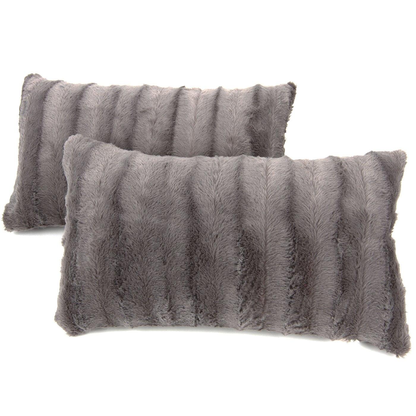 Cheer Collection Faux Fur Throw Pillow (Set of 2)