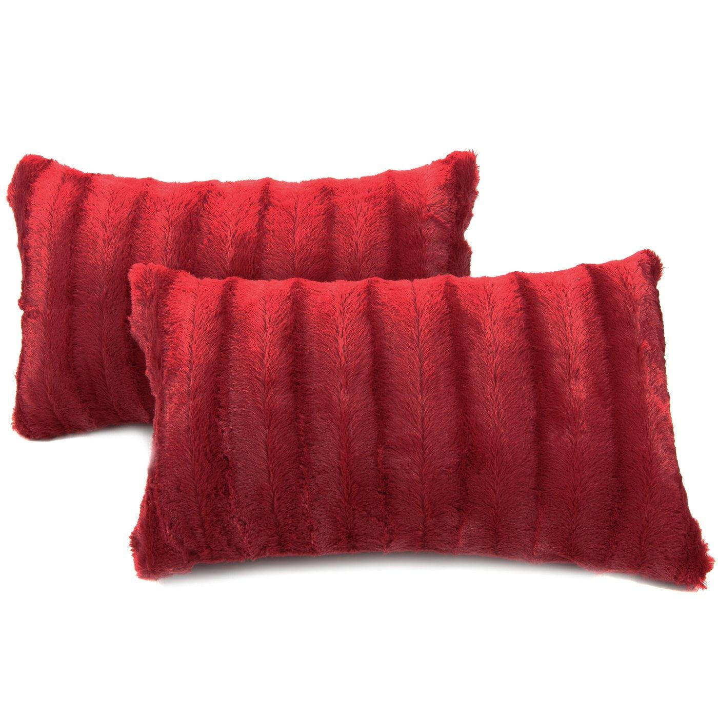 Cheer Collection Faux Fur Throw Pillow (Set of 2)