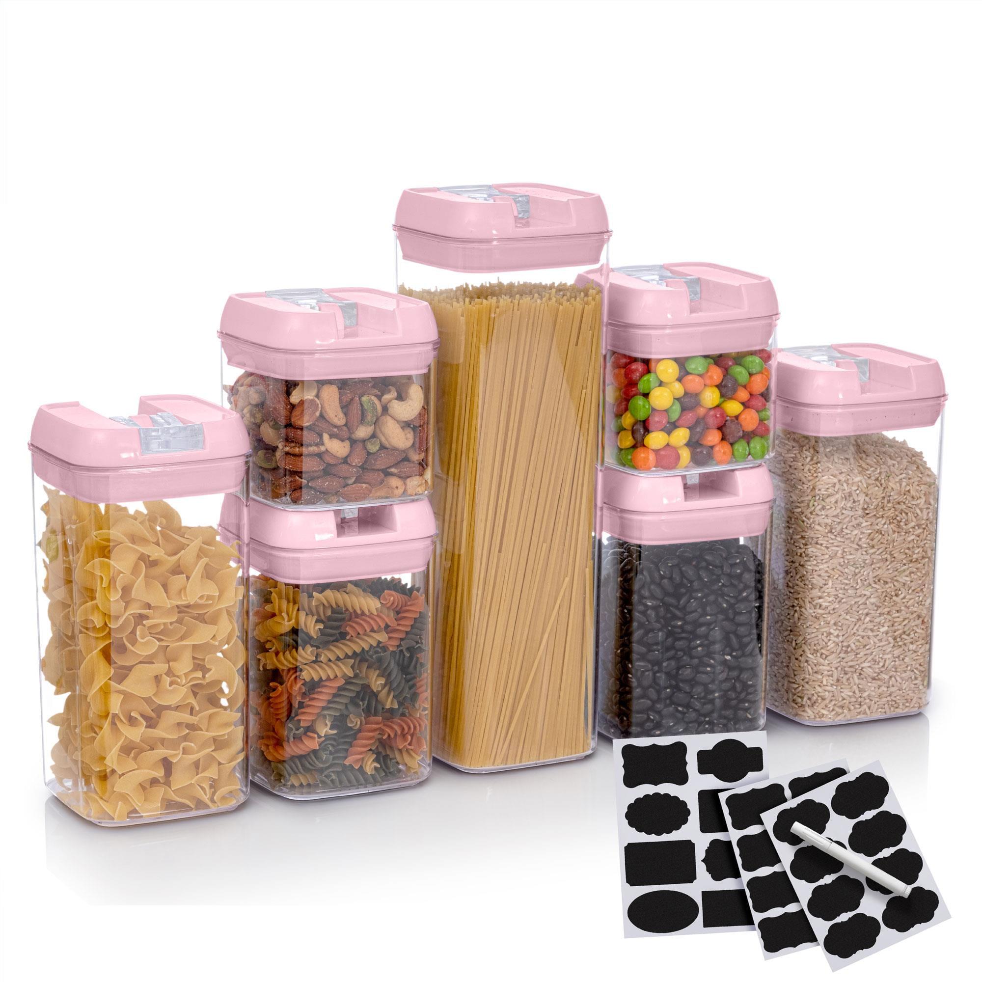 Cheer Collection Airtight Food Storage Containers, Set of 7 (Pink)