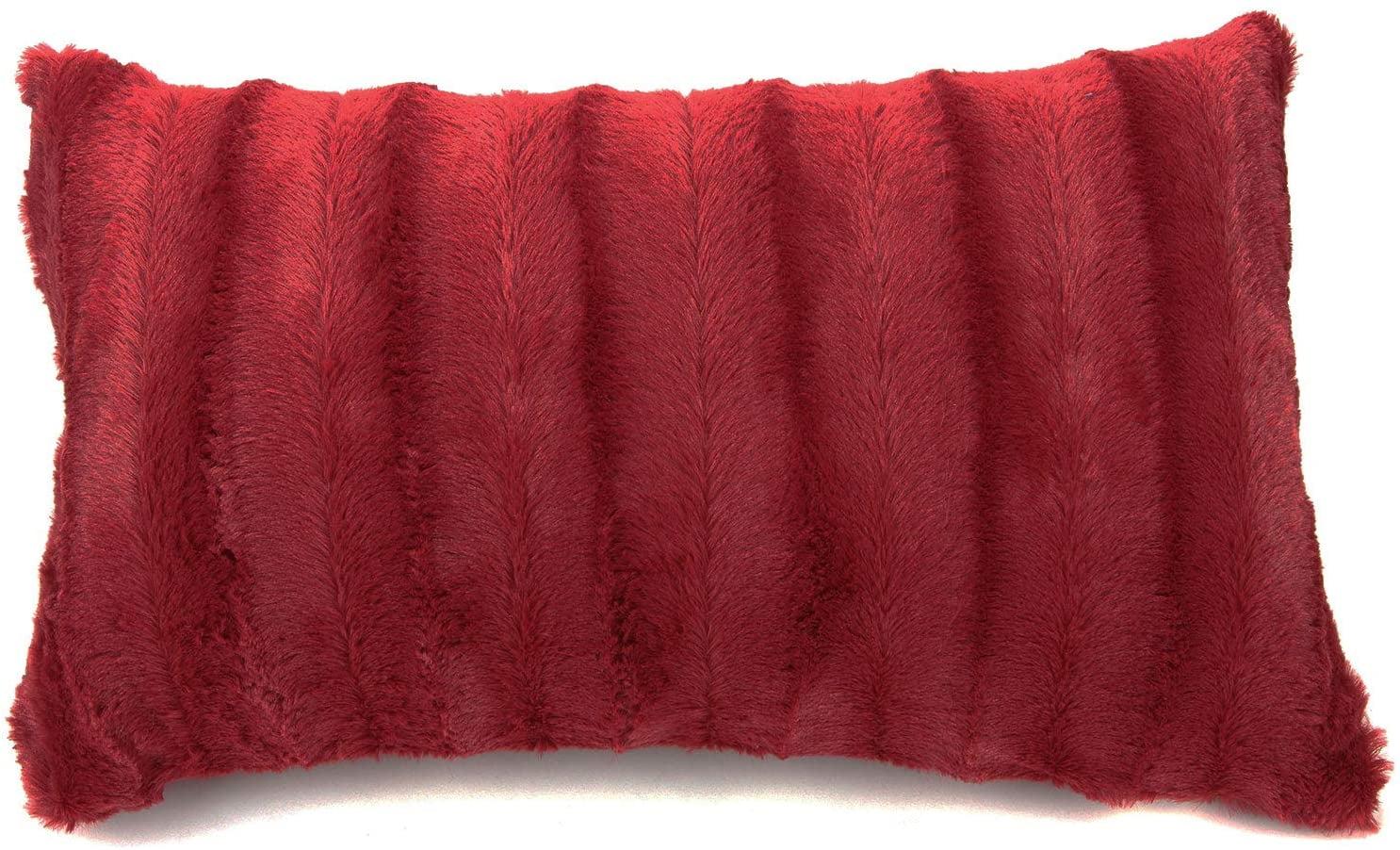 Maroon Faux Fur Decorative Throw Pillow Cover