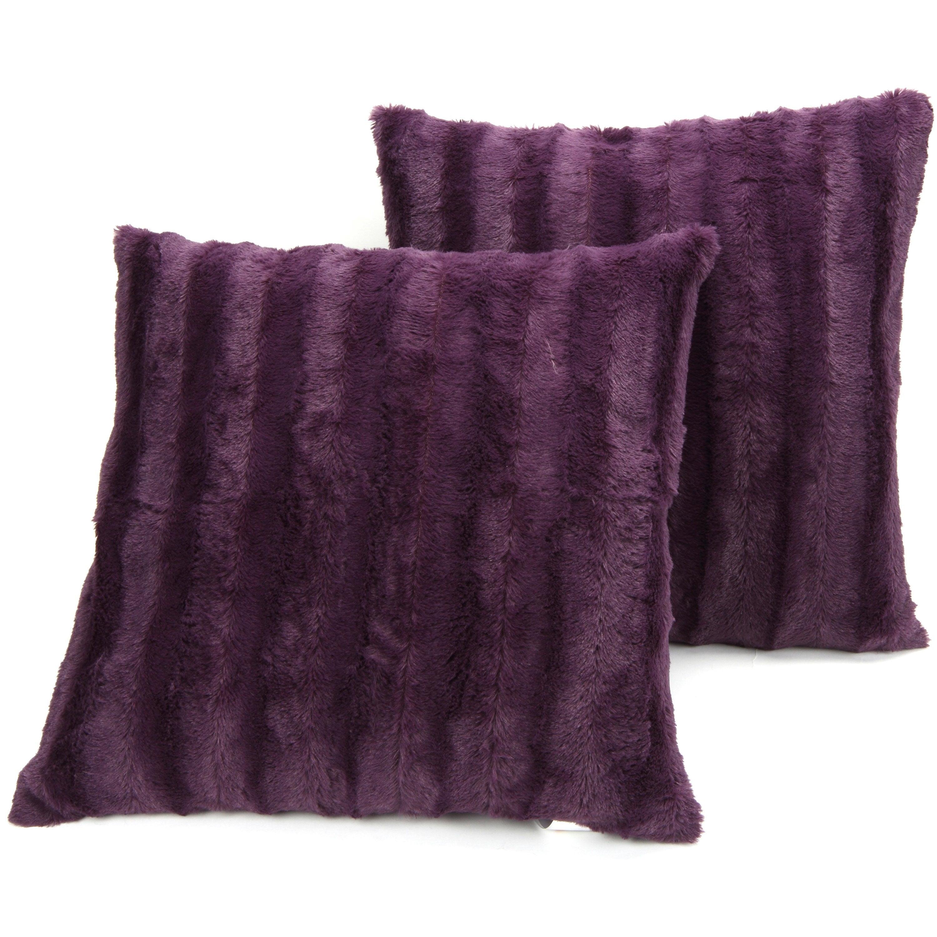 Cheer Collection Faux Fur Throw Pillow (Set of 2)