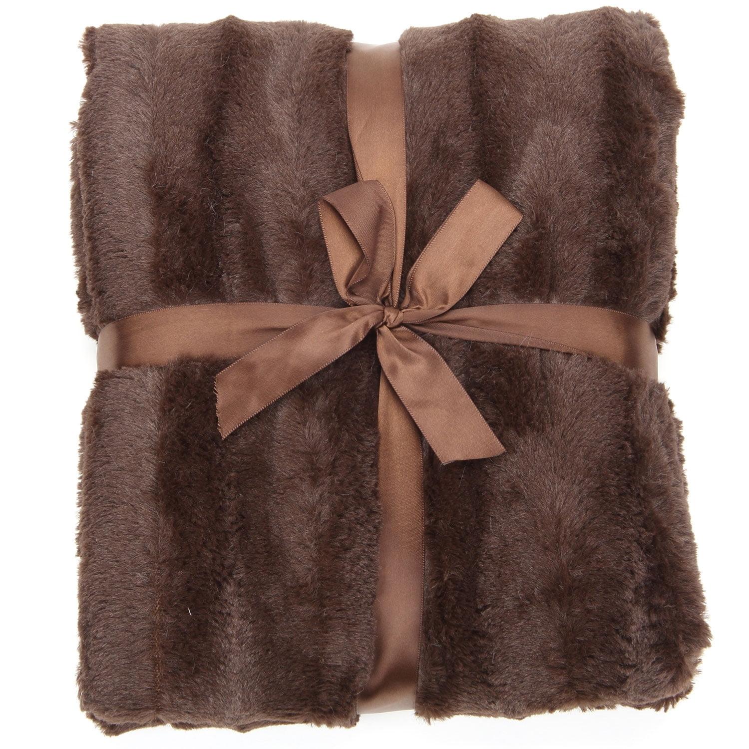 Cheer Collection Ultra Soft Faux Fur Throw Blanket - Chocolate (86" x 86")