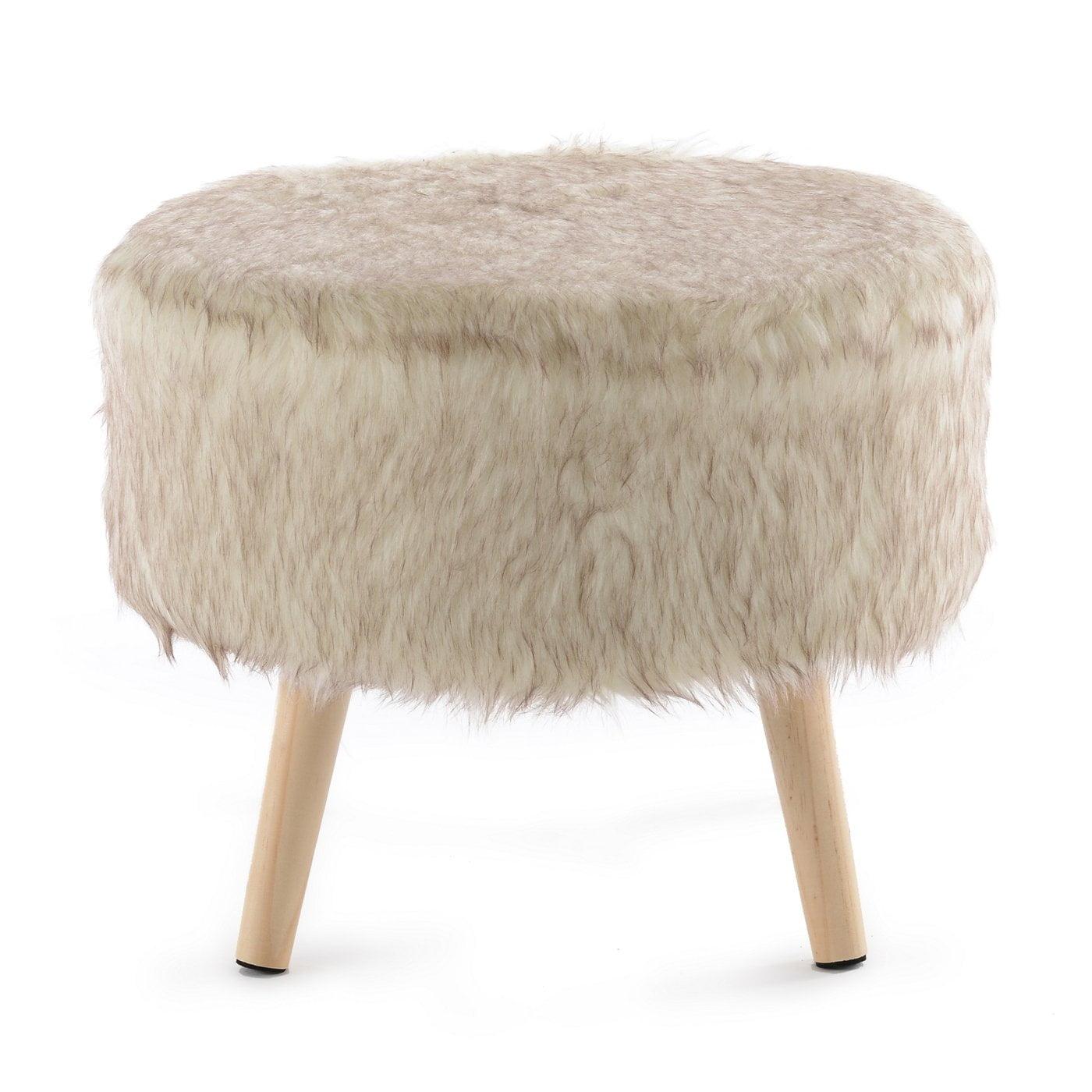 Cheer Collection 17" Round Faux Fur Stool