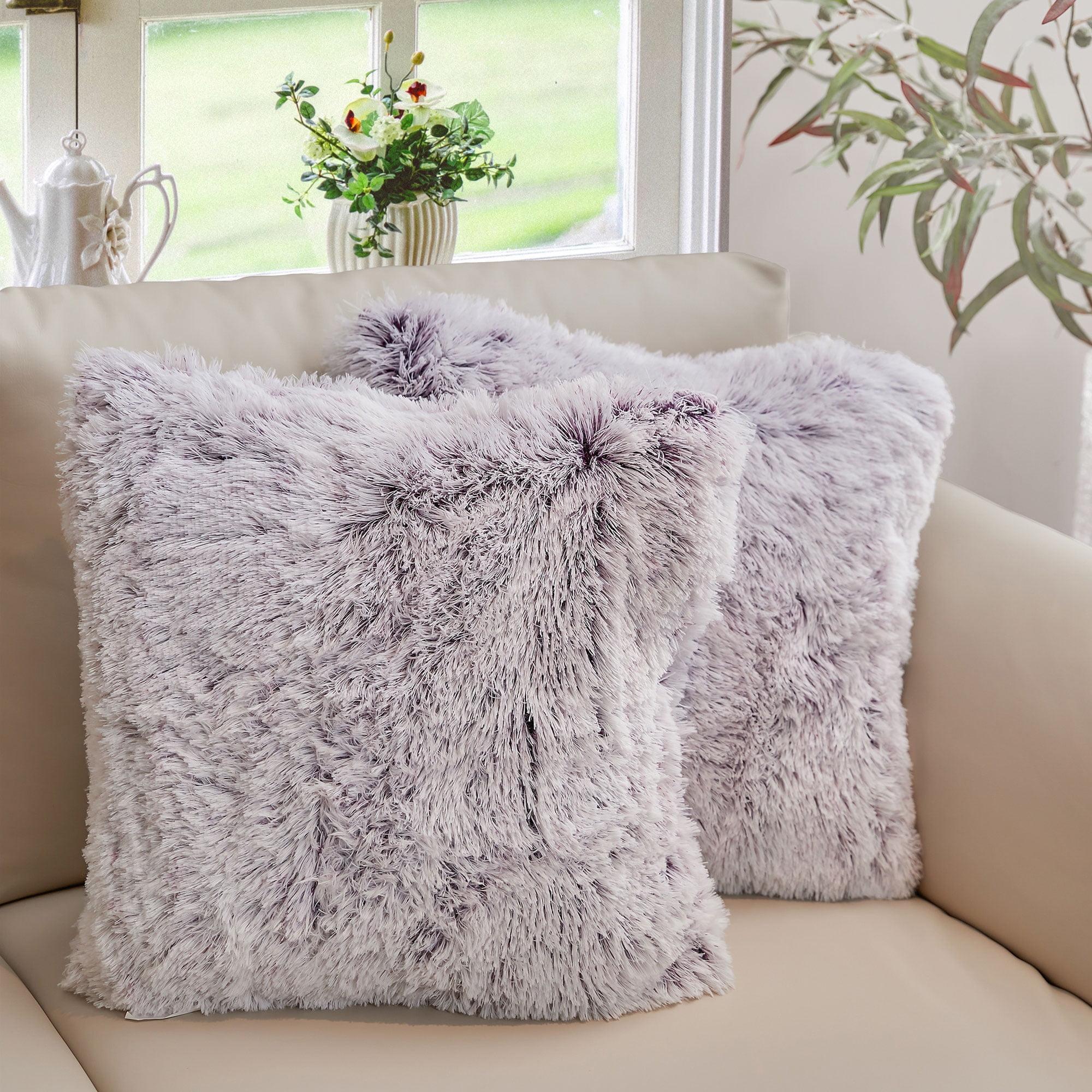 Cheer Collection Faux Fur Throw Pillow (Set of 2)
