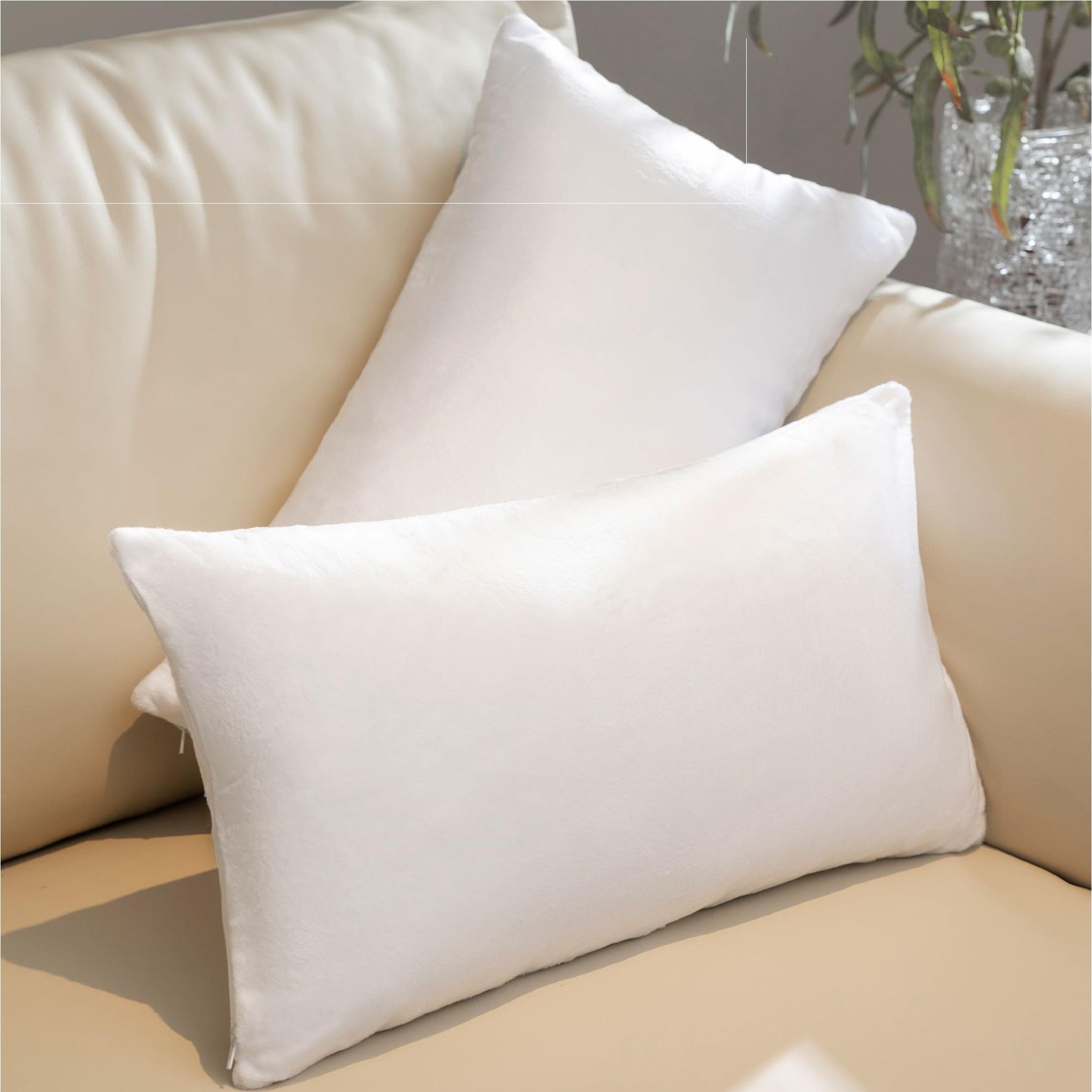 Cheer Collection Set of 2 White Velour Throw Pillows