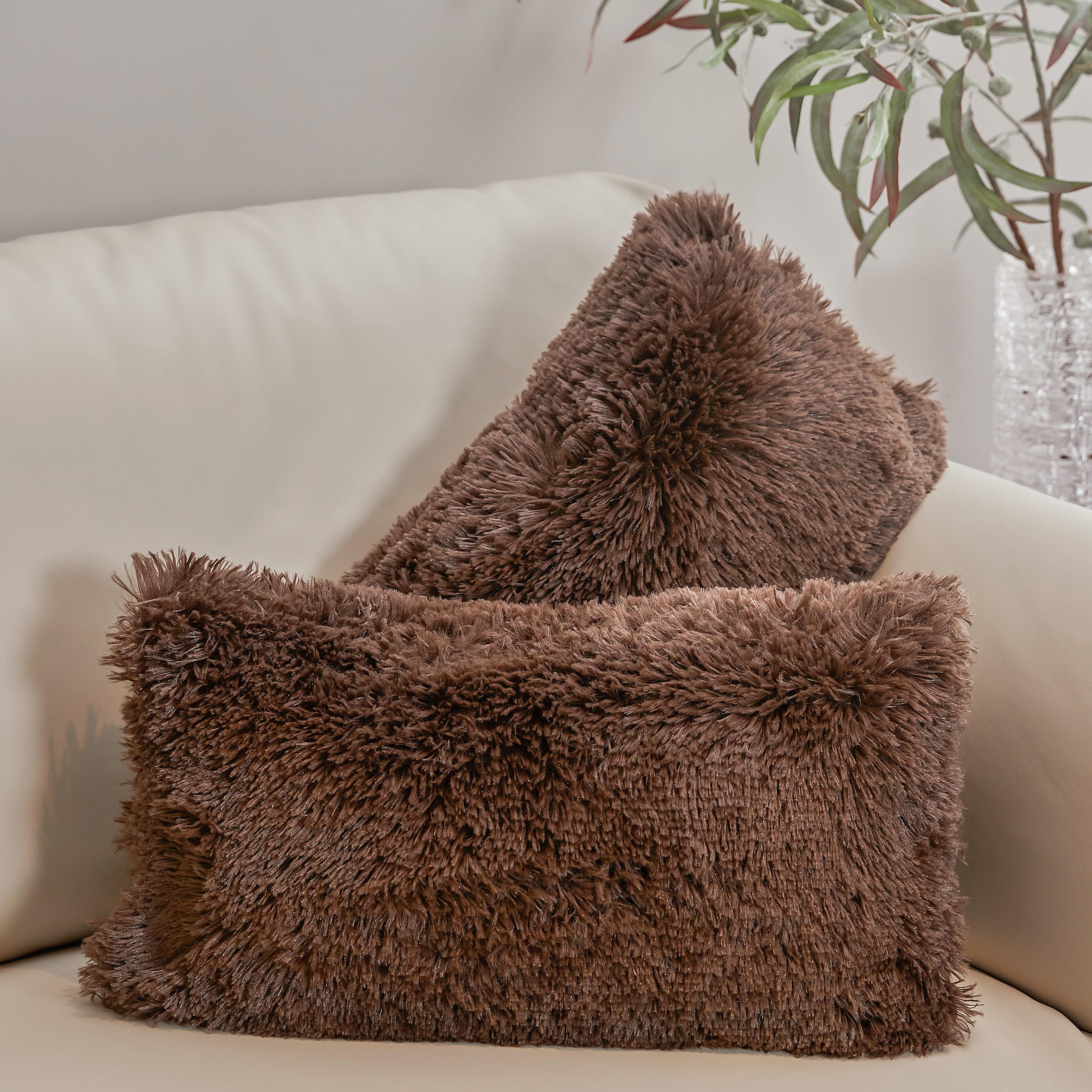 Cheer Collection Faux Fur Throw Pillow (Set of 2)