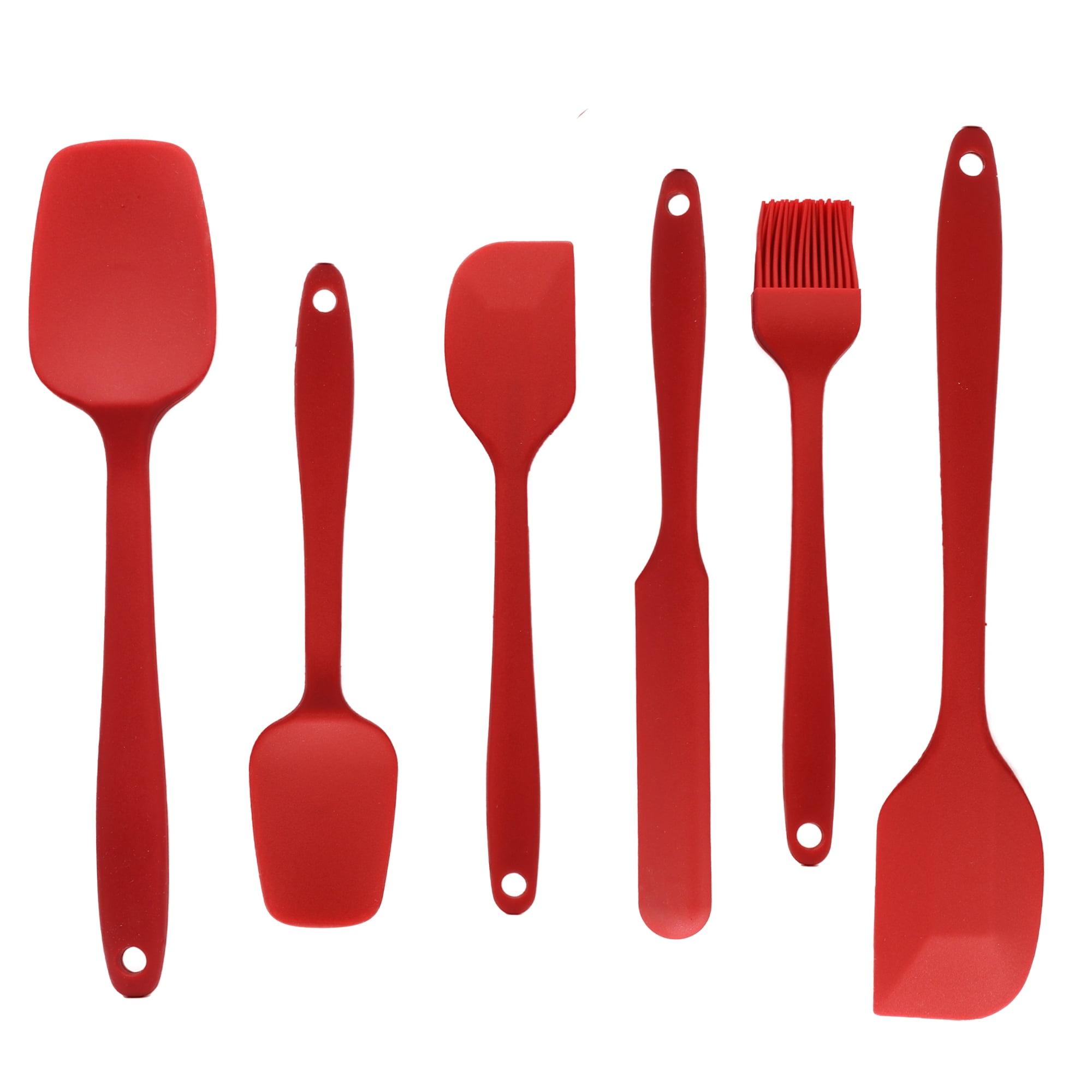 Cheer Collection 6-Piece Red Silicone Spatula Set for Nonstick Cookware