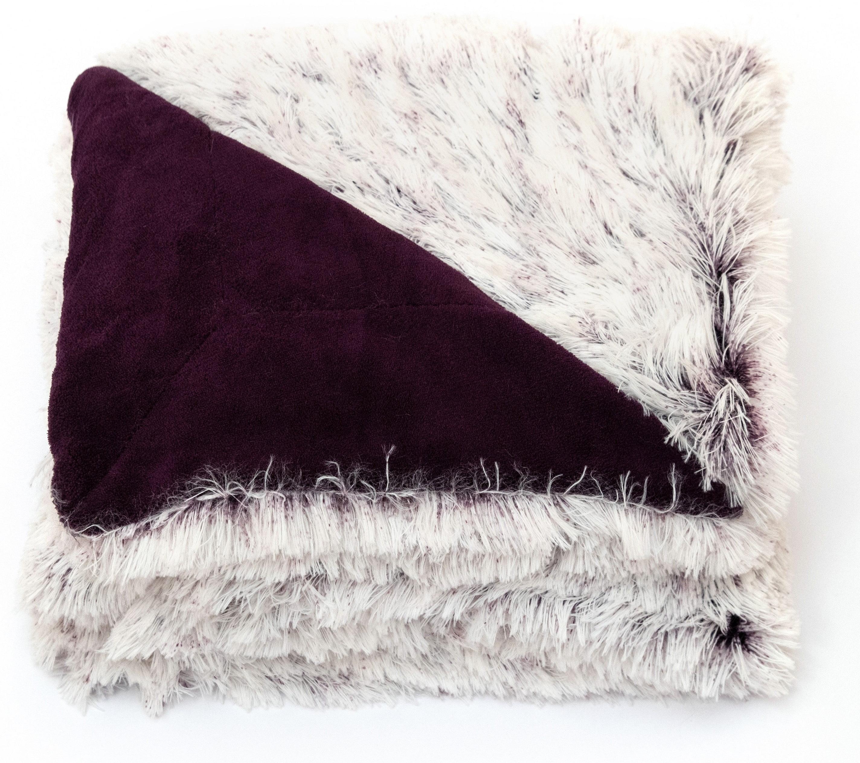 Purple Ombre Reversible Faux Fur Throw Blanket 60" x 70"