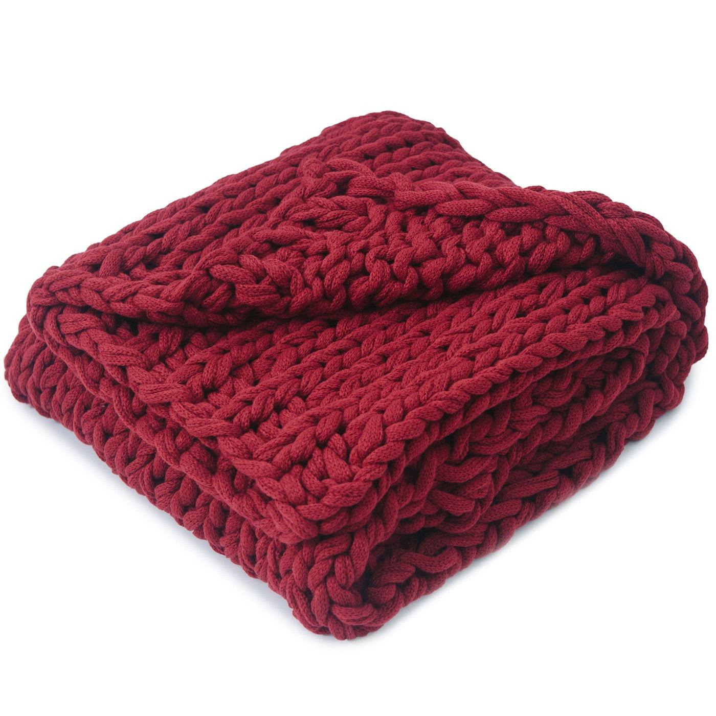 Cocoon of Warmth Burgundy Cable Knit Throw Blanket - 50" x 60"