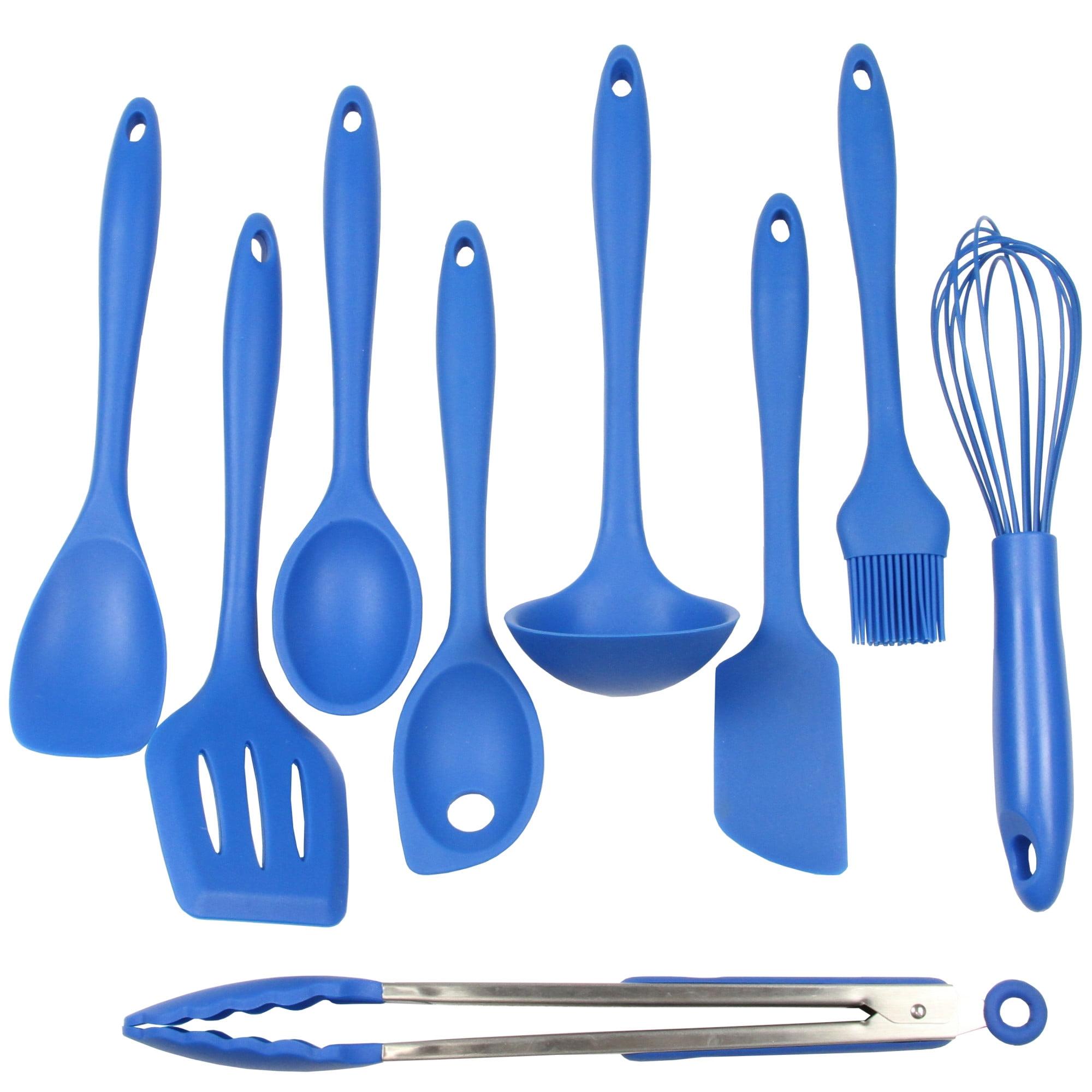 Chef Craft Premium Silicone Kitchen Tool and Utensil Set, 9 Piece Set, Blue