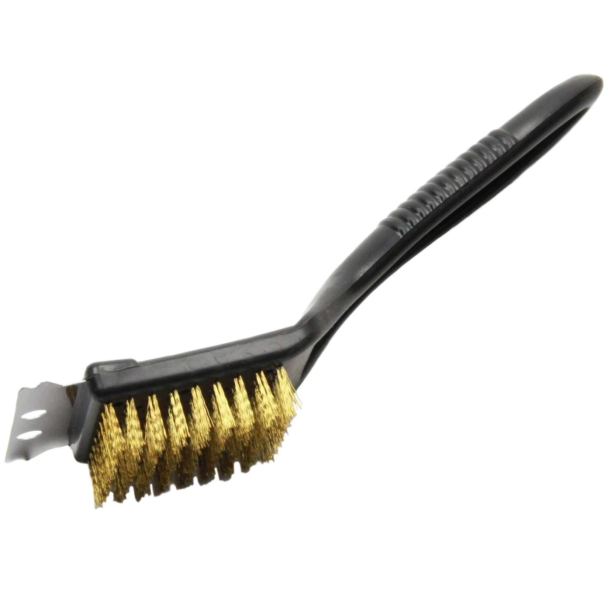 Black Plastic Handle Short Grill Brush with Metal Bristles, 9 Inches