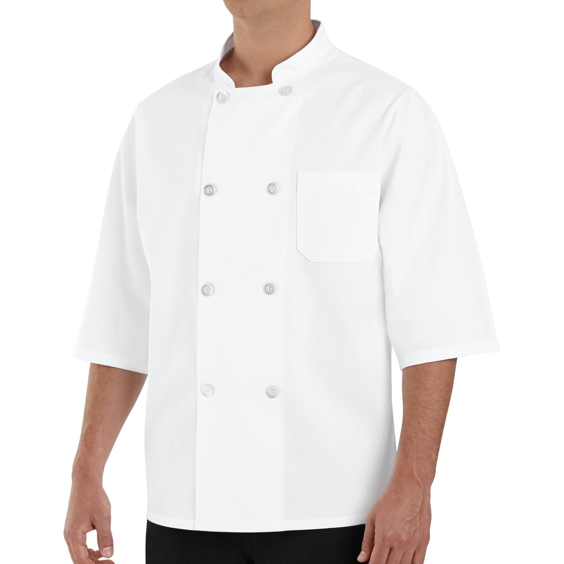 White Half Sleeve Stain-Resistant Chef Coat with Pearl Buttons