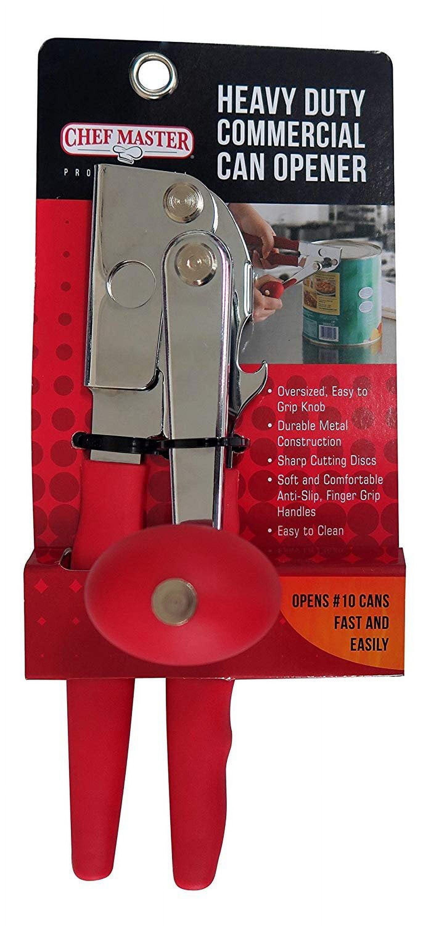 Chef Master Red Heavy Duty Commercial Can Opener with Ergonomic Handle