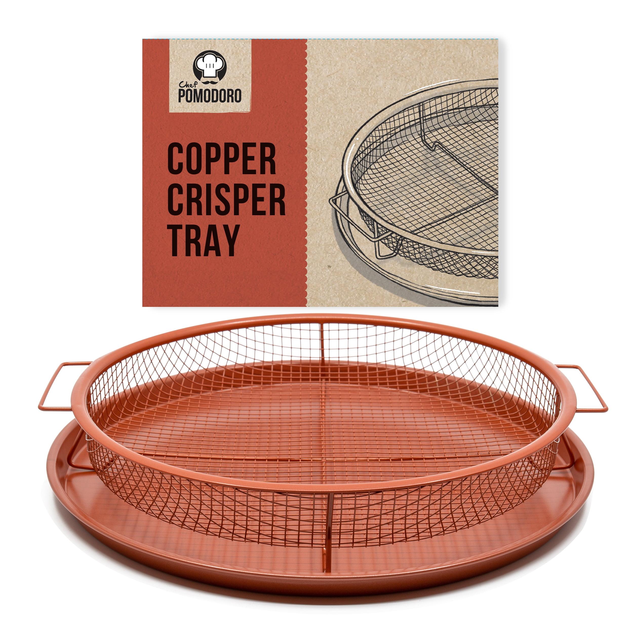 Chef Pomodoro Copper Crisper Tray for Oven, 2-Piece Set (Round- Large)