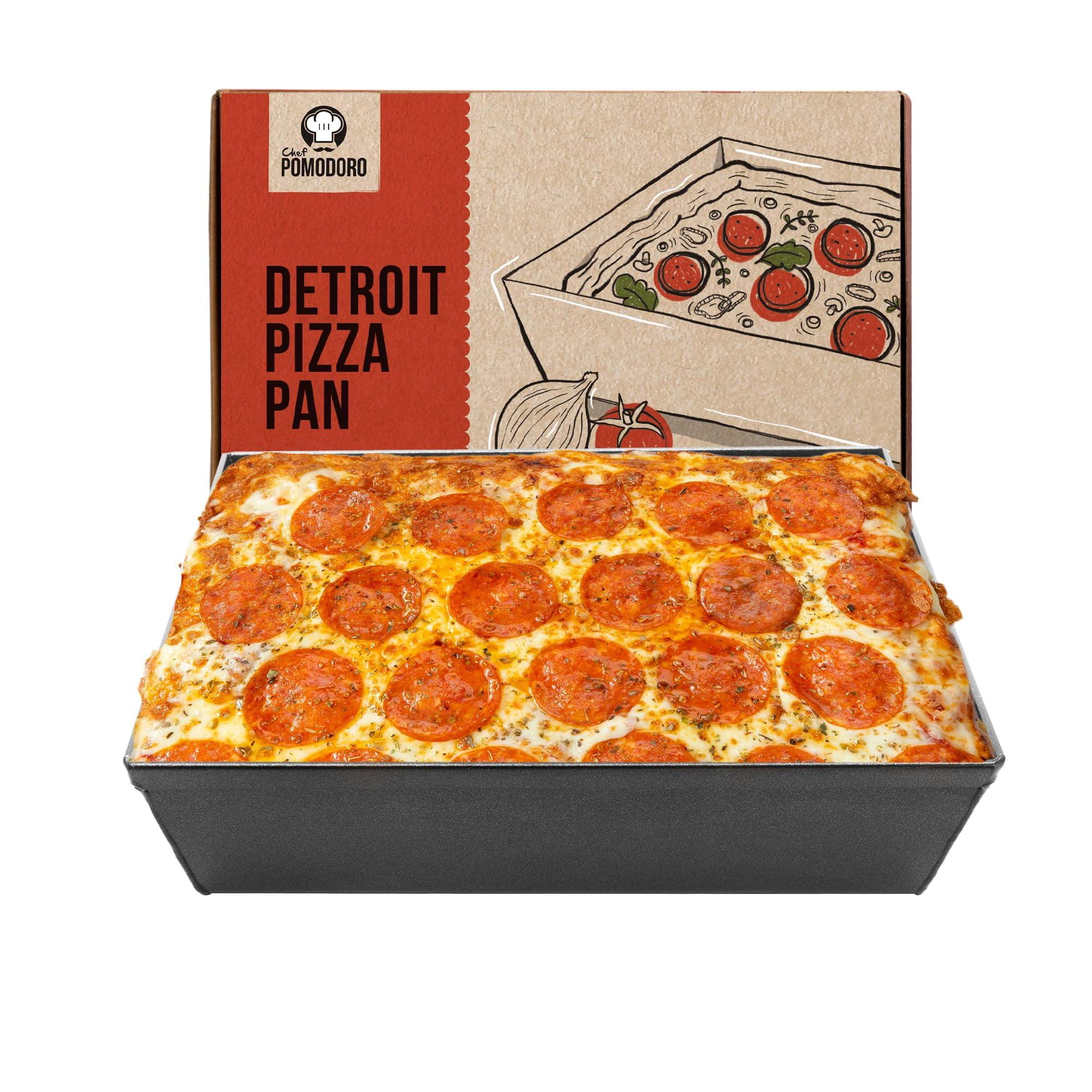 Chef Pomodoro 10 x 8 Inch Hard Anodized Aluminum Detroit Pizza Pan