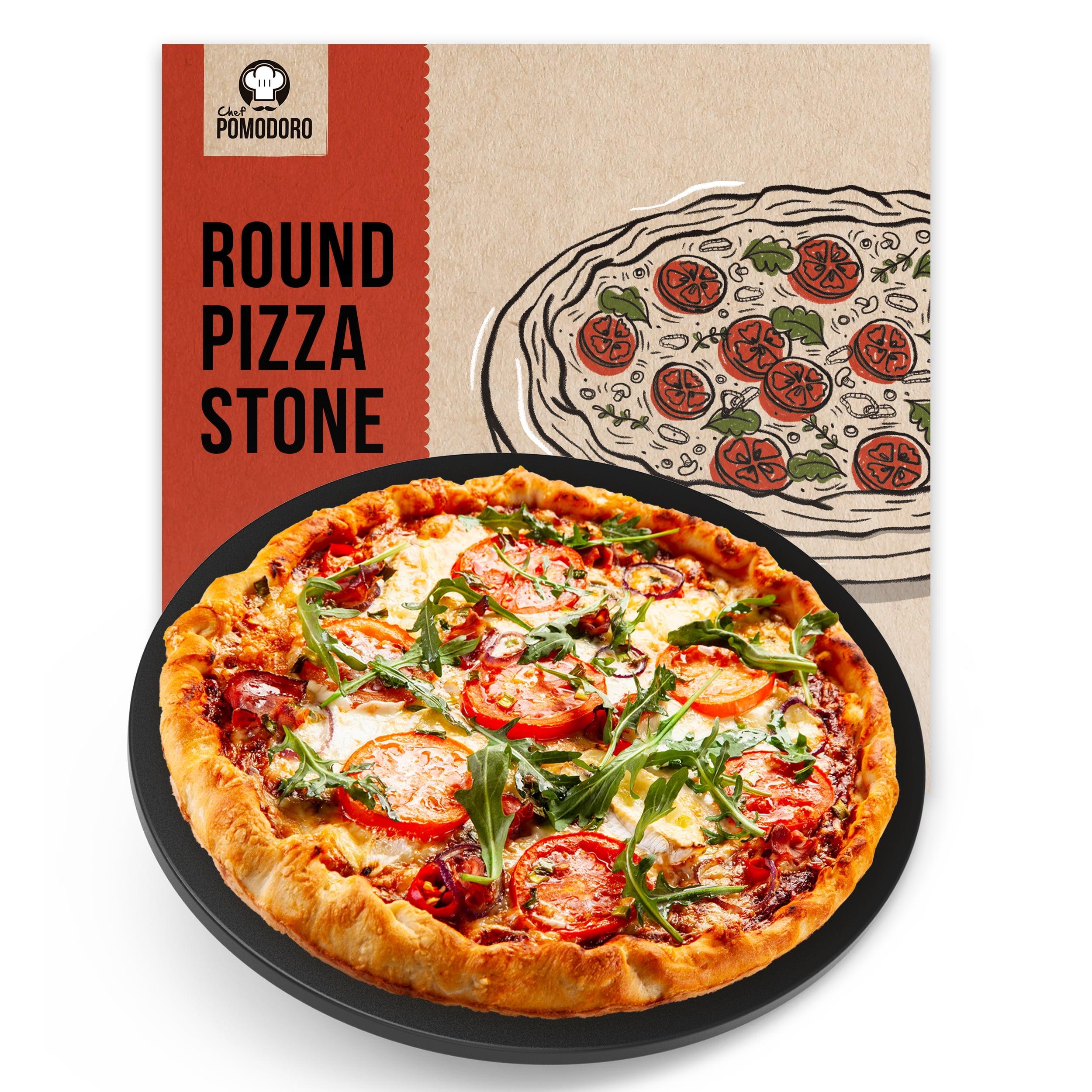 Chef Pomodoro 15" Black Round Glazed Pizza Stone