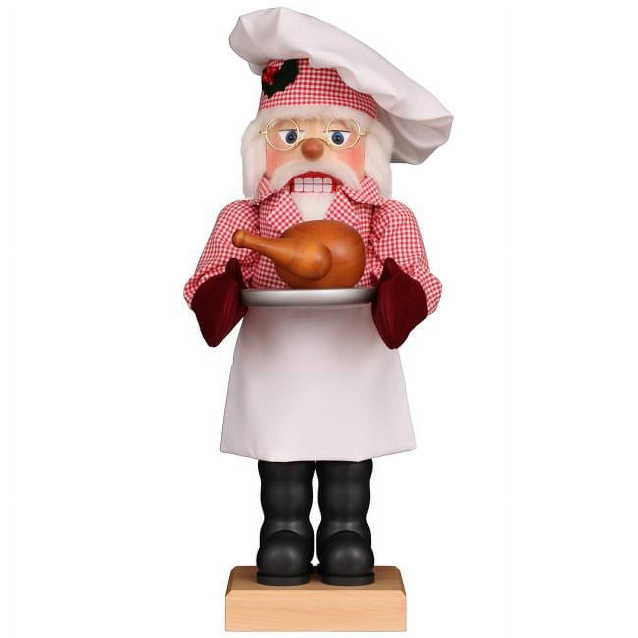 18" Chef Santa with Turkey Handcrafted Wooden Nutcracker