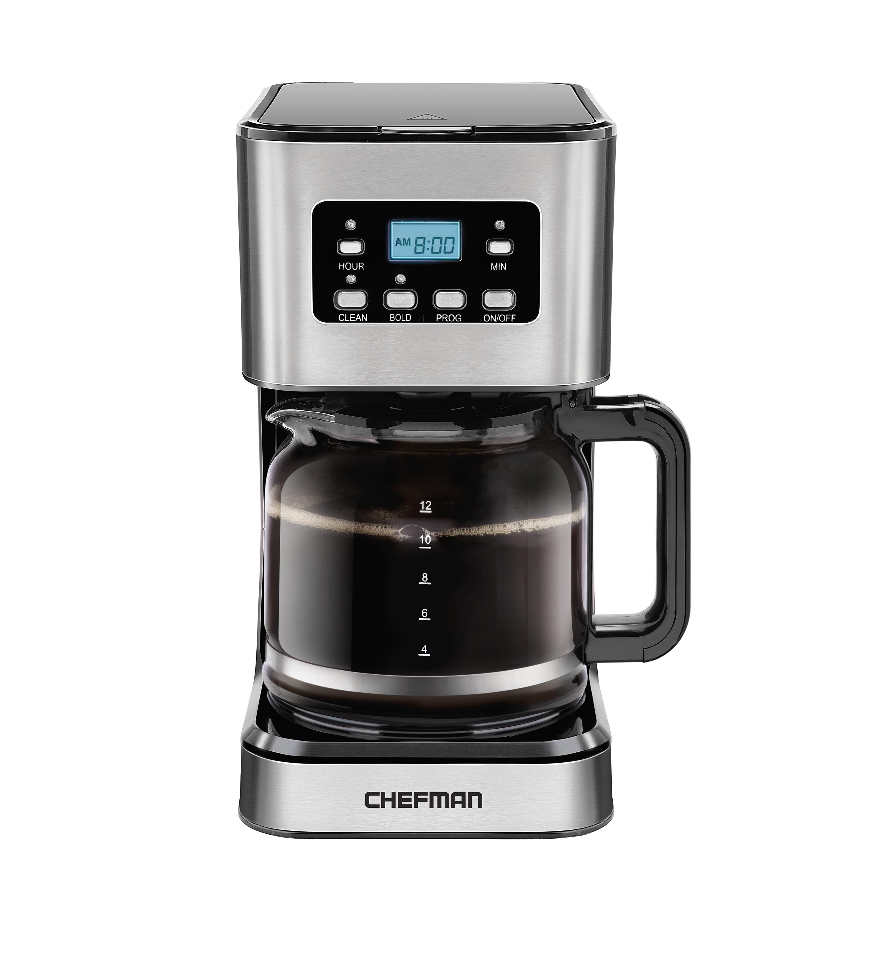 Chefman 12-Cup Programmable Coffee Maker w/ Digital Display, Auto Shut Off - Stainless Steel, New