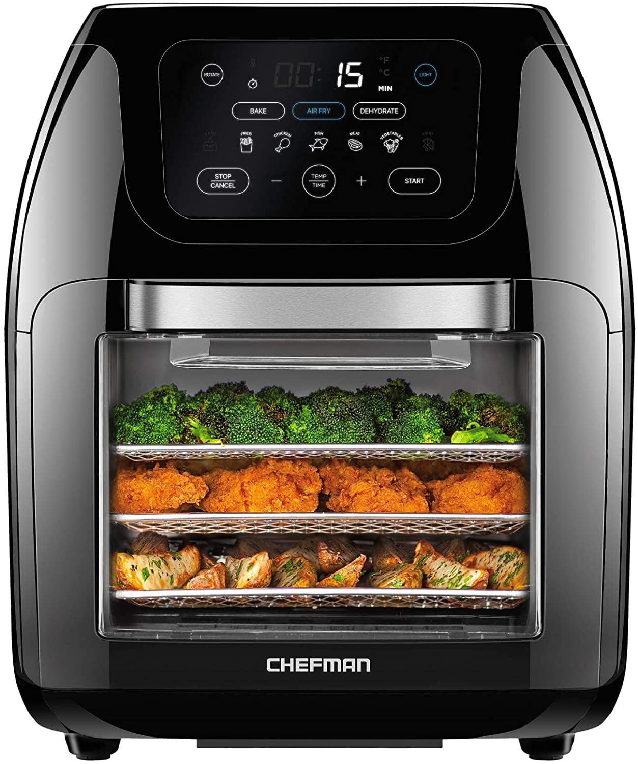 Chefman Multifunctional Digital 10 Qt. Air Fryer+ Rotisserie, Fry, Roast & Bake, 17 Presets - Black