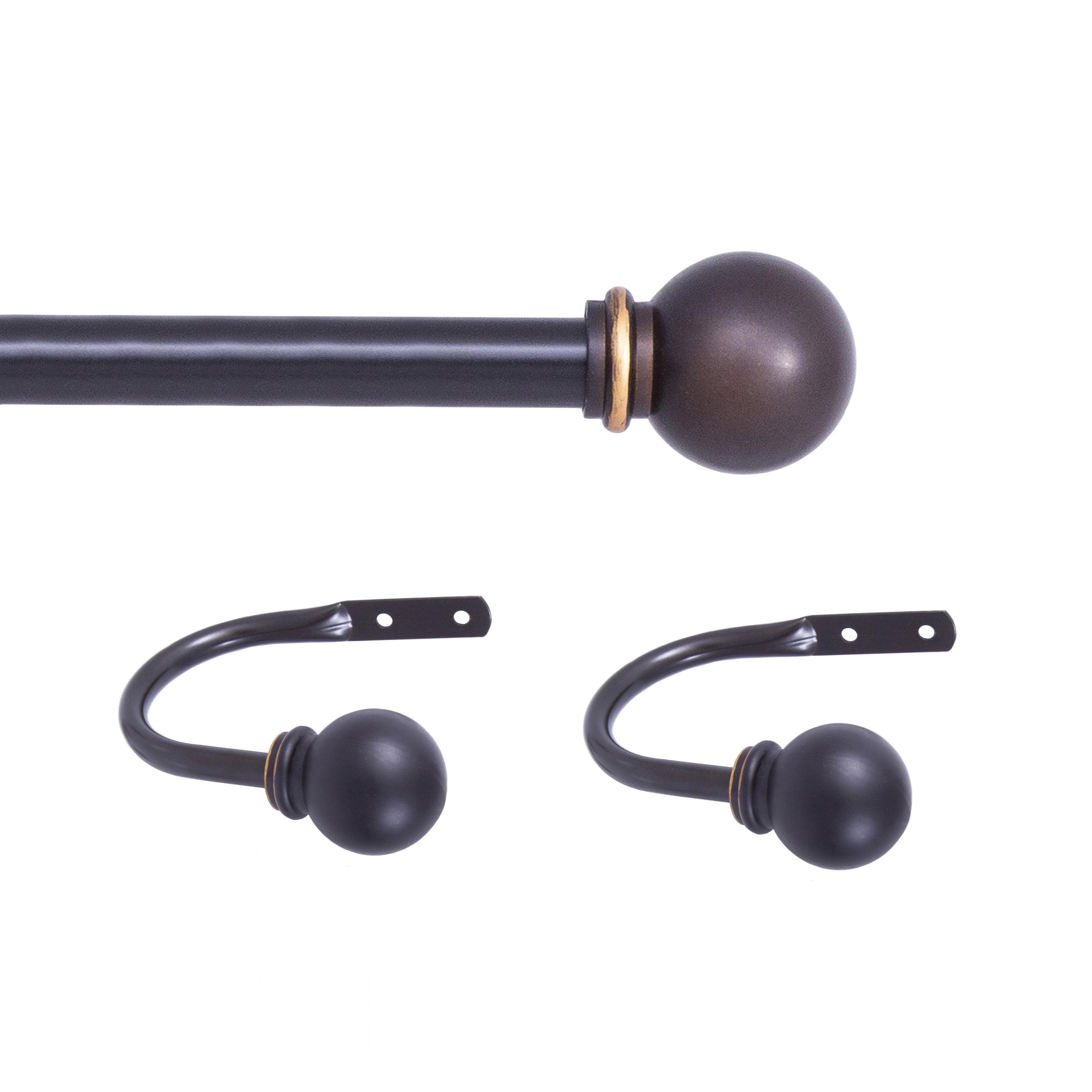 Kenney Berkley Ball End Curtain Rod & Holdback Set, 28-48" and 48-86" Adjustable Lengths, 5/8" Dia. Steel Tube