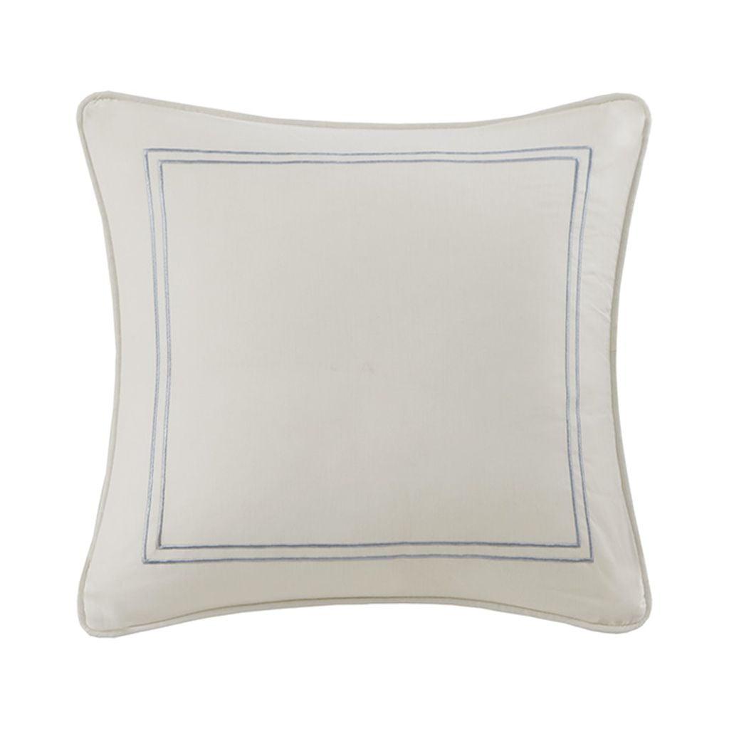 Chelsea Ivory Square Embroidered Cotton Throw Pillow Set