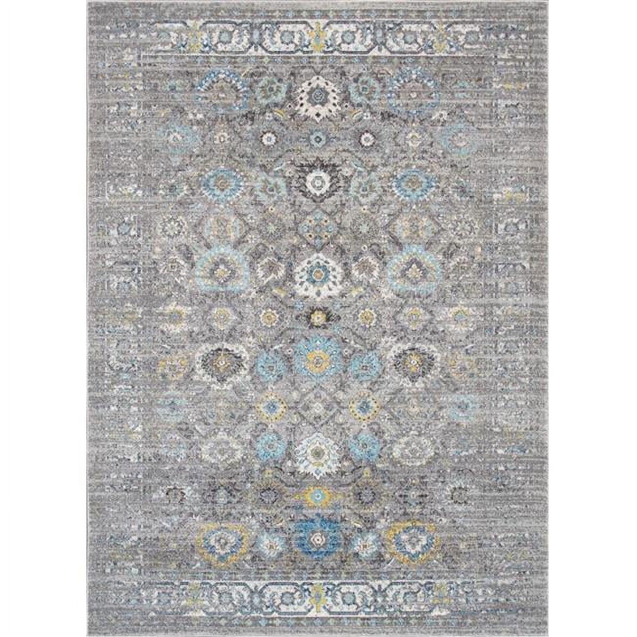 Pasargad Chelsea Oriental Machine Made Power Loom Polypropylene Area Rug in Silver