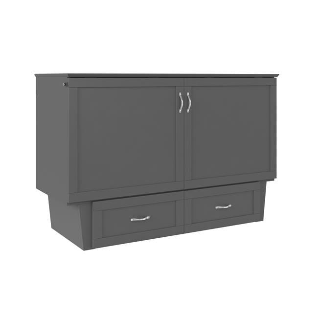 Chelsea Gray Queen Wood Murphy Bed Chest with Drawer