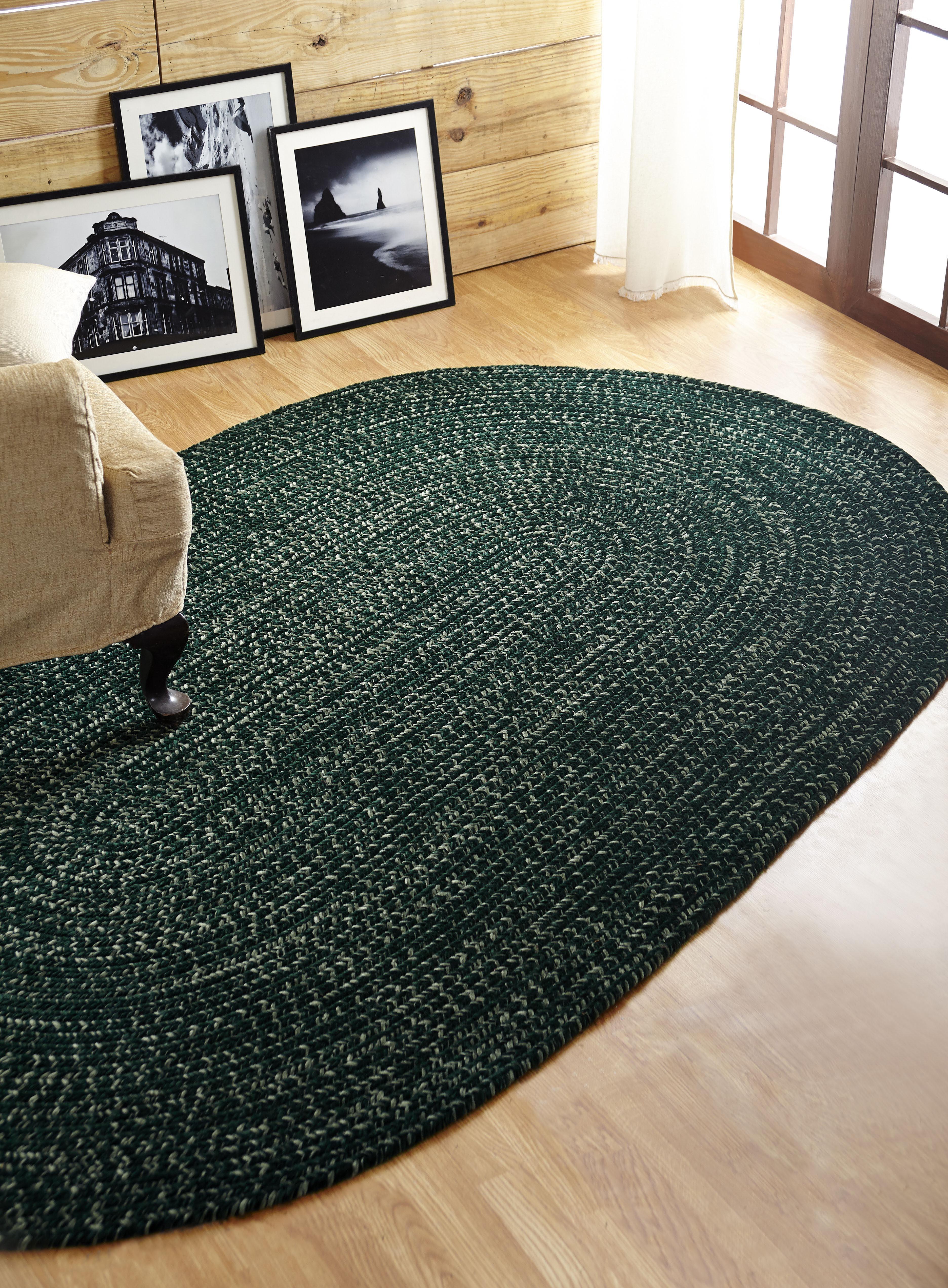 Better Trends Chenille Tweed Braid Reversible Indoor Area Utility Rug 100% Polyester, 30" x 50" Oval, Diluth & Emerald