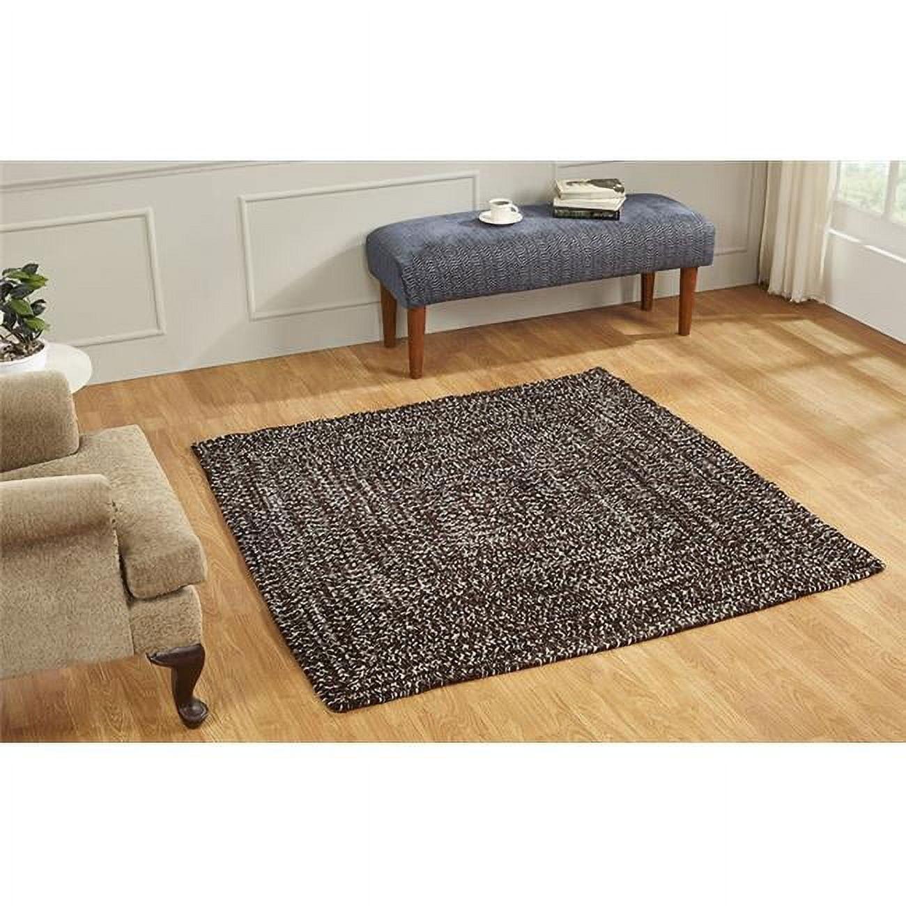 Dove Chestnut Square Braided Synthetic Rug, Stain-Resistant and Reversible