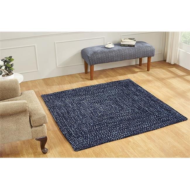 72" x 72" Chenille Tweed Collection Navy & Smoke Blue Reversible Indoor Area Utility Square Rug - Better Trends