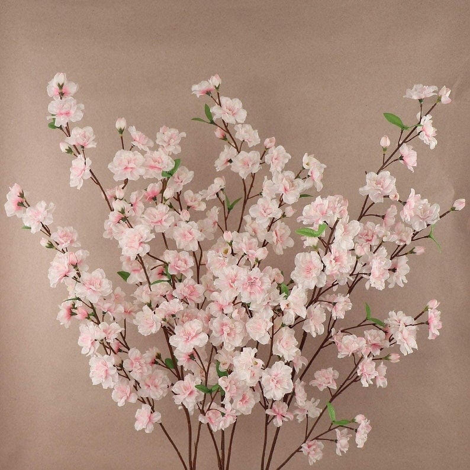 Light Pink Silk Cherry Blossom Branches Set of Four 36 Inch