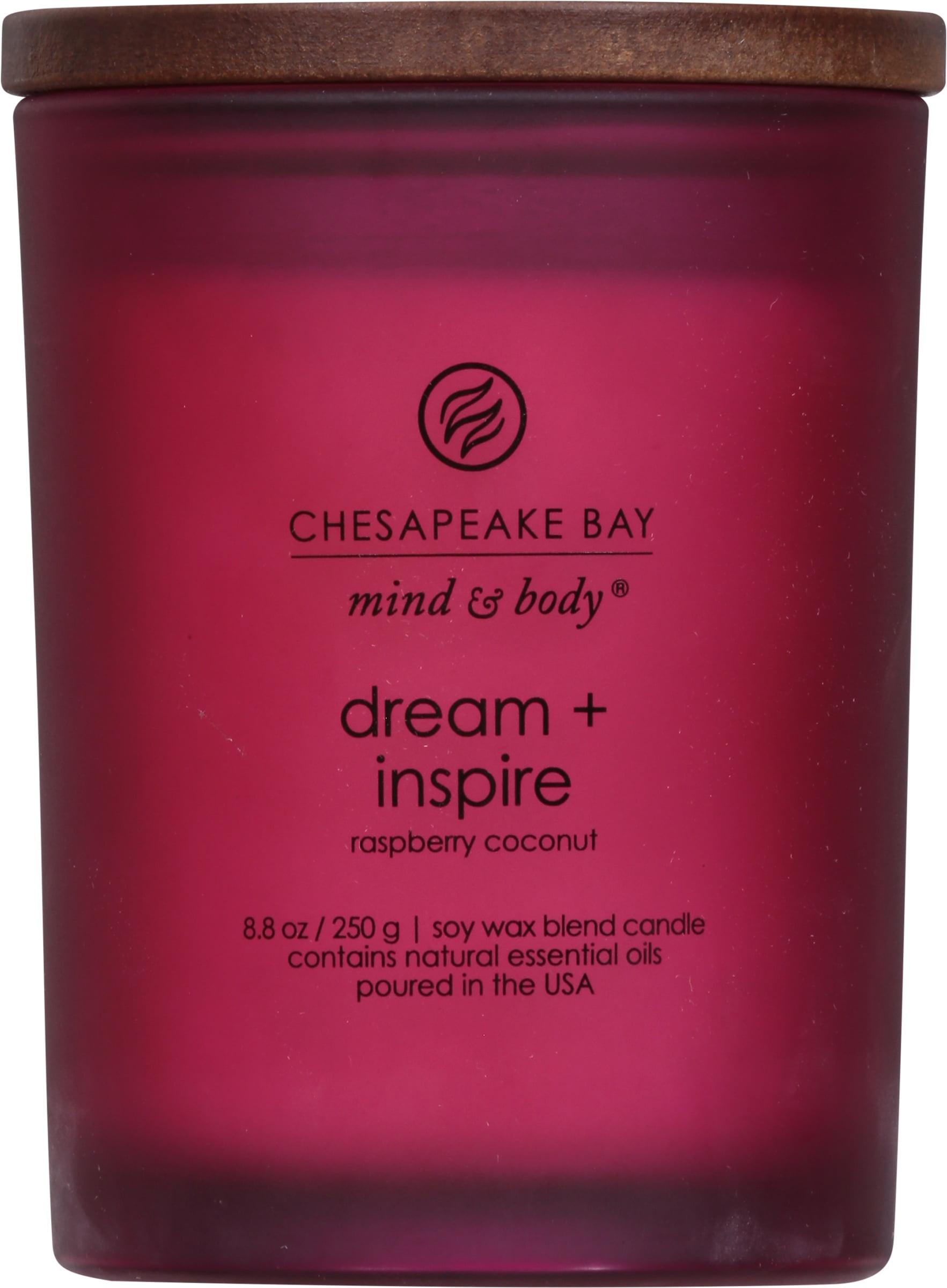 Frosted Glass Dream + Inspire Lidded Jar Candle Burgundy 8.8oz: Essential Oils, Soy Blend - Mind & Body by Chesapeake Bay Candle