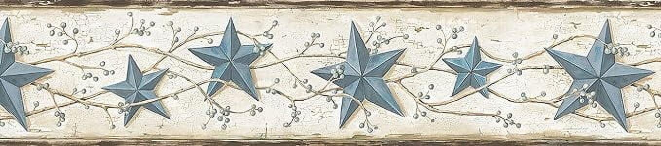 878788 Heritage Tin Star Wallpaper Border Blue CTR65366b