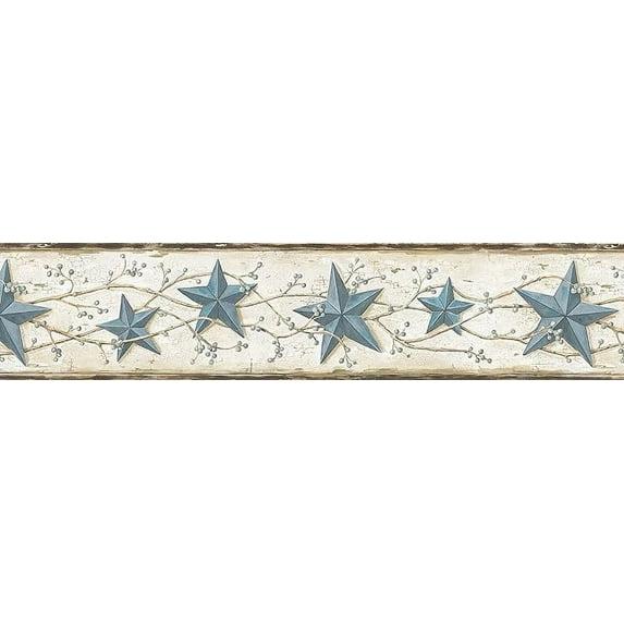 878788 Heritage Tin Star Wallpaper Border Blue CTR65366b