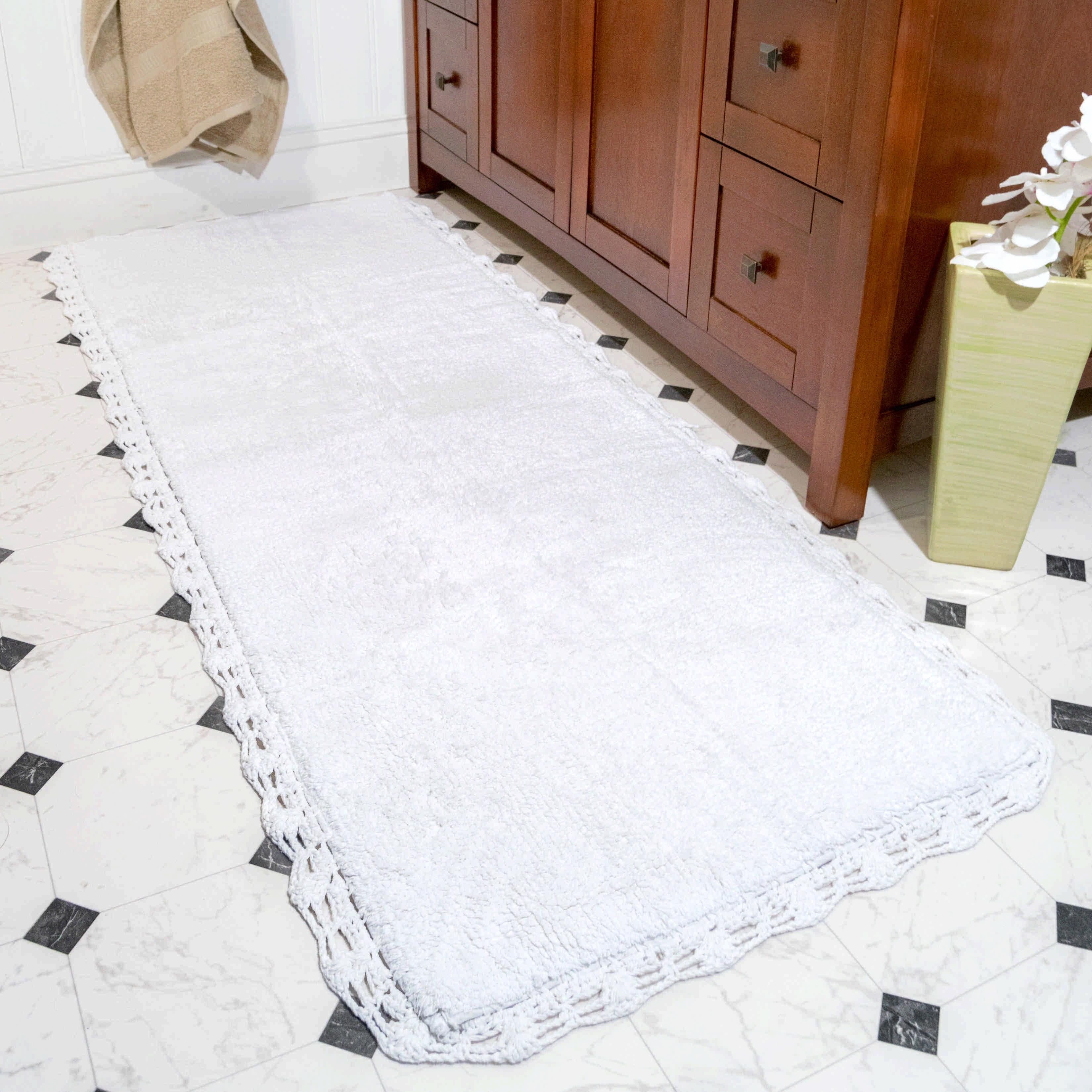 Provence Elegance White Crochet Bath Runner 22"x60"