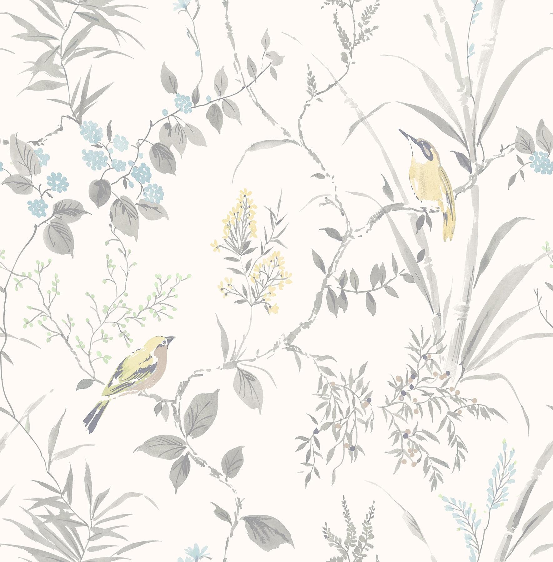Chesapeake Imperial Garden Grey Botanical Unpasted Non Woven Wallpaper, 20.5-in by 33-ft, 56.4 sq. ft.