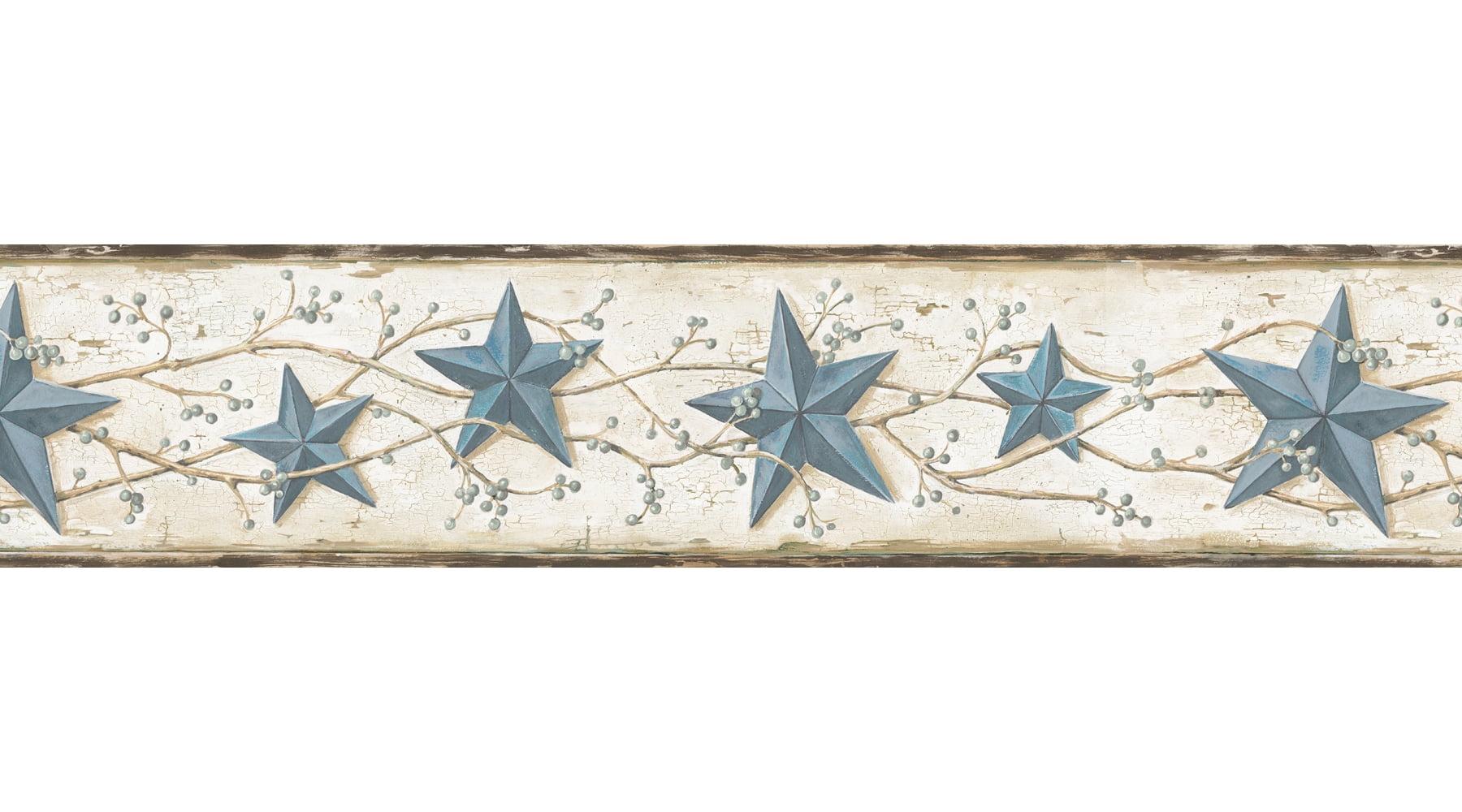 878788 Heritage Tin Star Wallpaper Border Blue CTR65366b