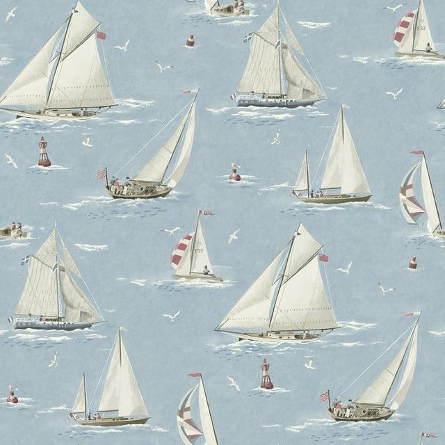 Chesapeake Leeward Light Blue Sailboat Wallpaper