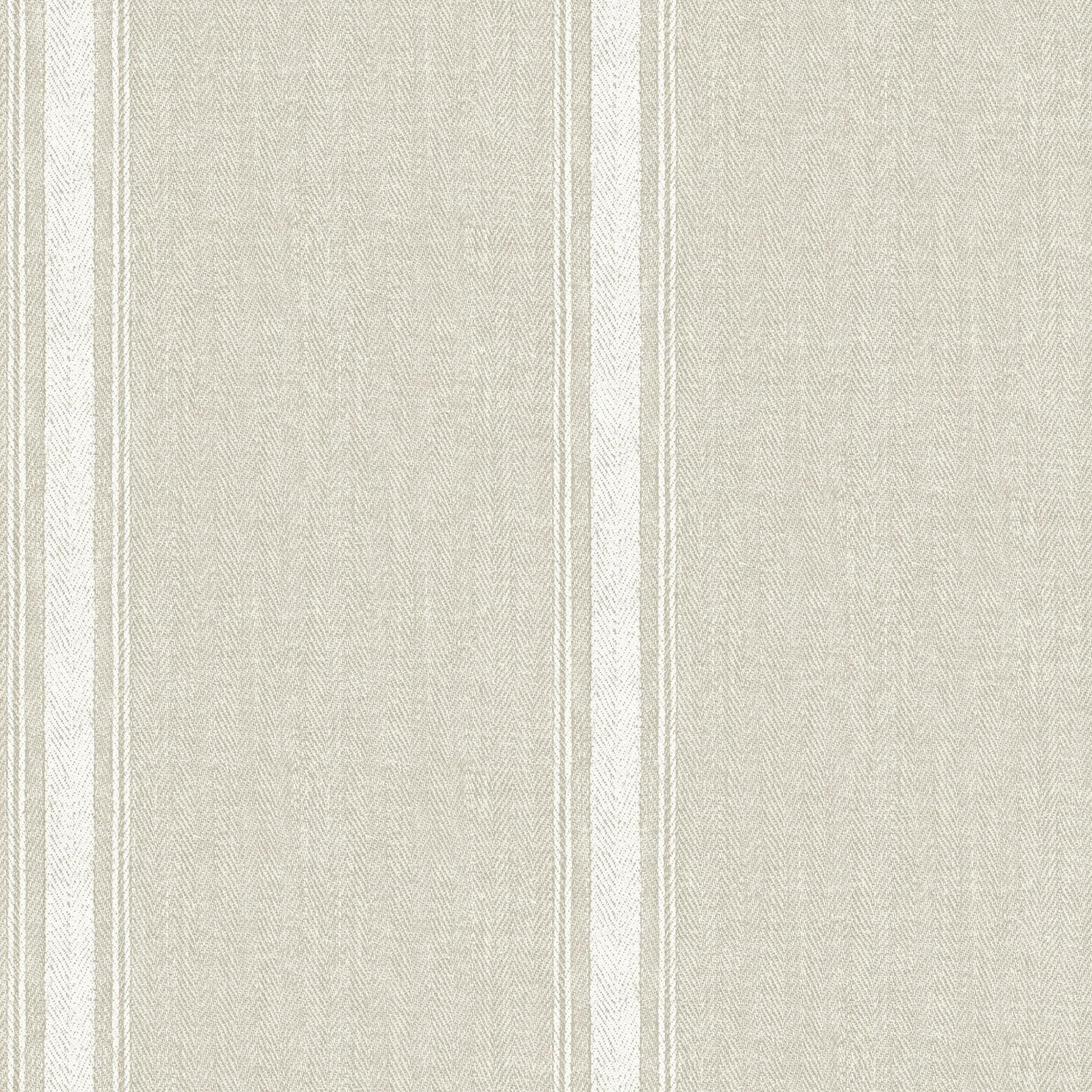 Linette Light Grey Fabric Stripe Pre-pasted Wallpaper, 20.5-in by 33-ft