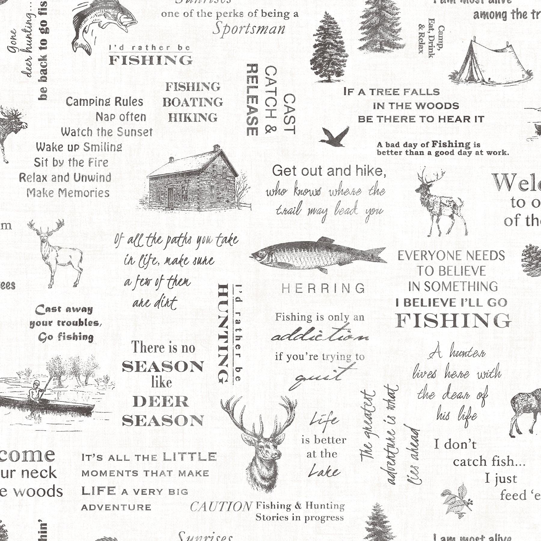 Chesapeake North Navy Camping Quotes Prepasted Easy Walls Wallpaper, 20.5-in by 33-ft, 56.4 sq. ft.