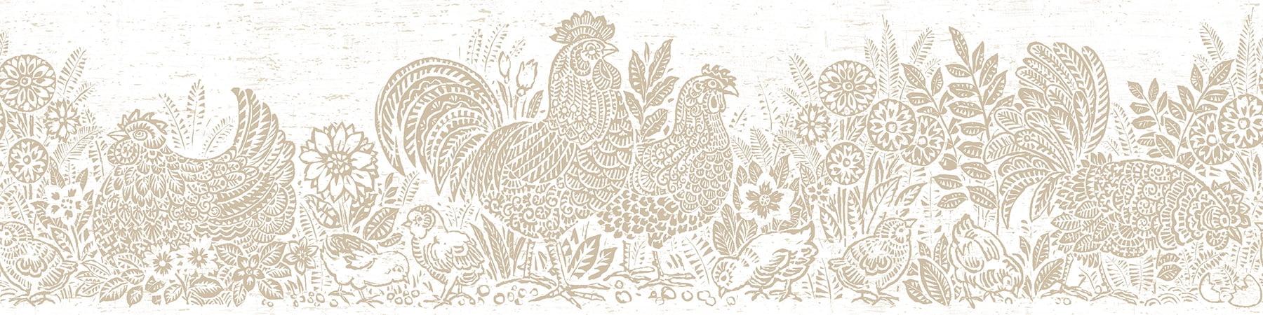 Chesapeake Parton Beige Chicken Border Wall Decals