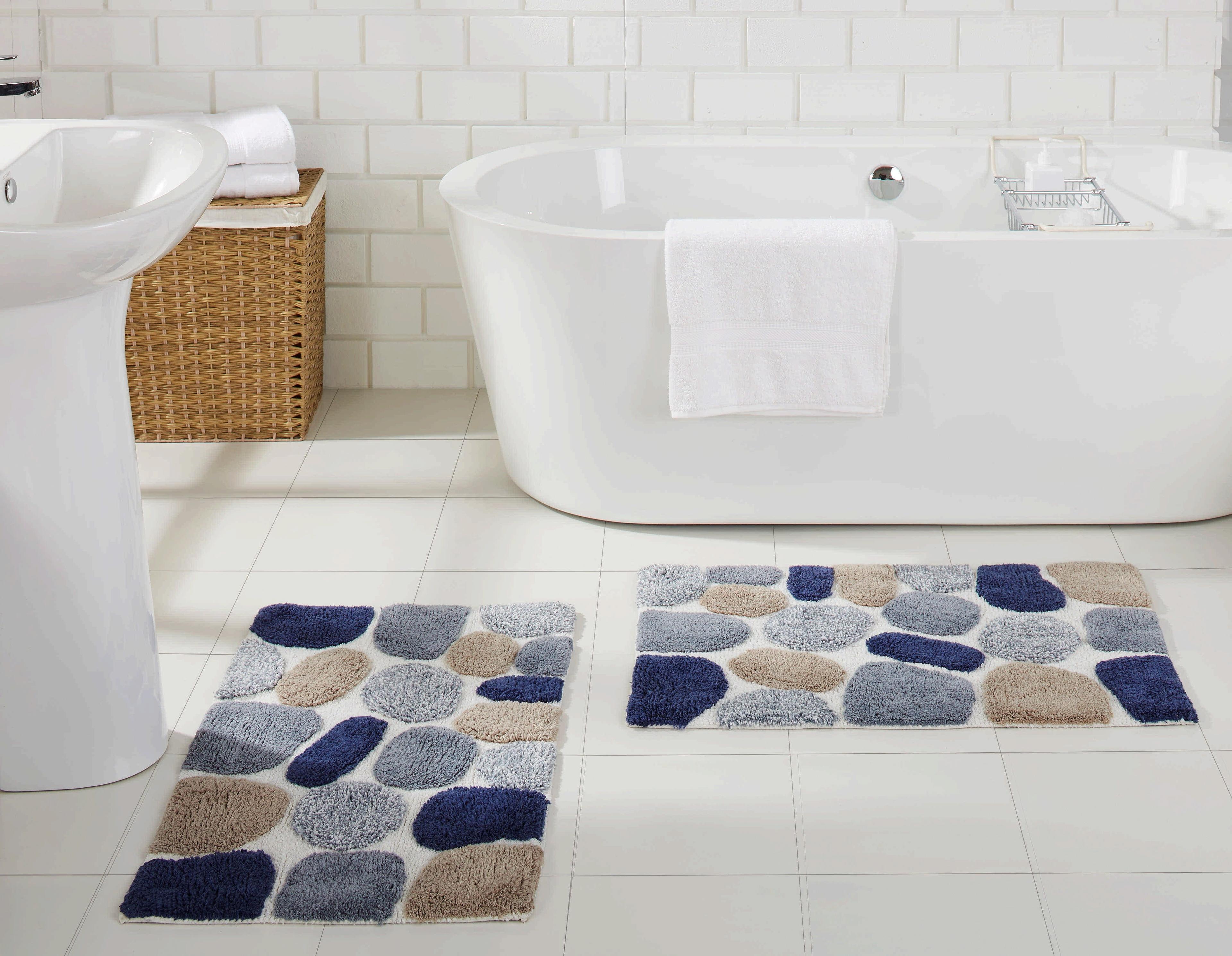 2pc 32"x20" Pebbles Bath Rug Set Gray/Blue - Chesapeake Merchandising