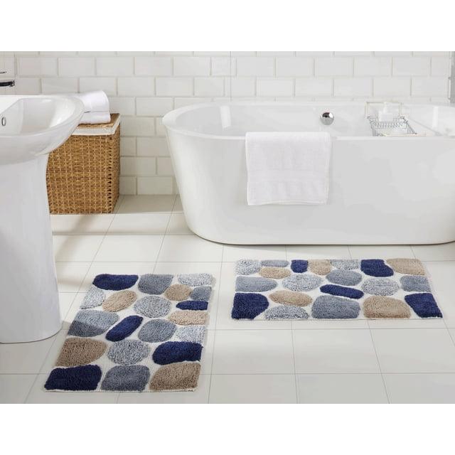 2pc 32"x20" Pebbles Bath Rug Set Gray/Blue - Chesapeake Merchandising