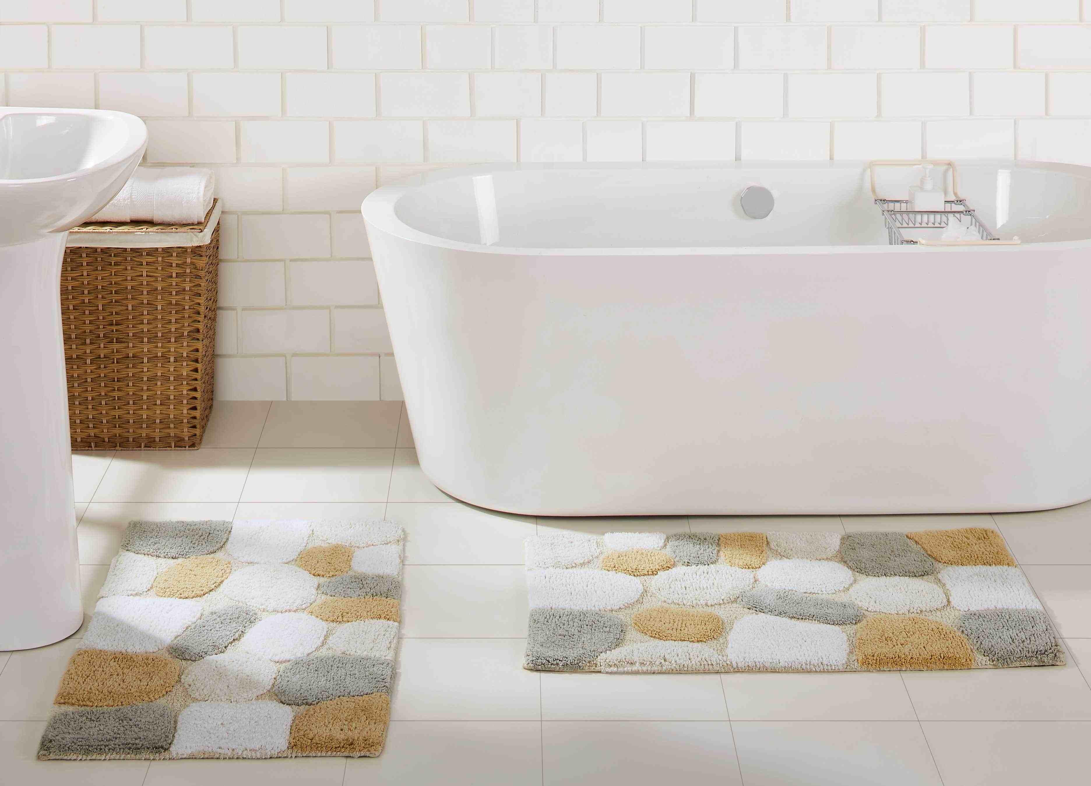 2pc 32"x20" Pebbles Bath Rug Set Spa Light Beige - Chesapeake Merchandising: Cotton Tufted Bathroom Mats, Machine Washable