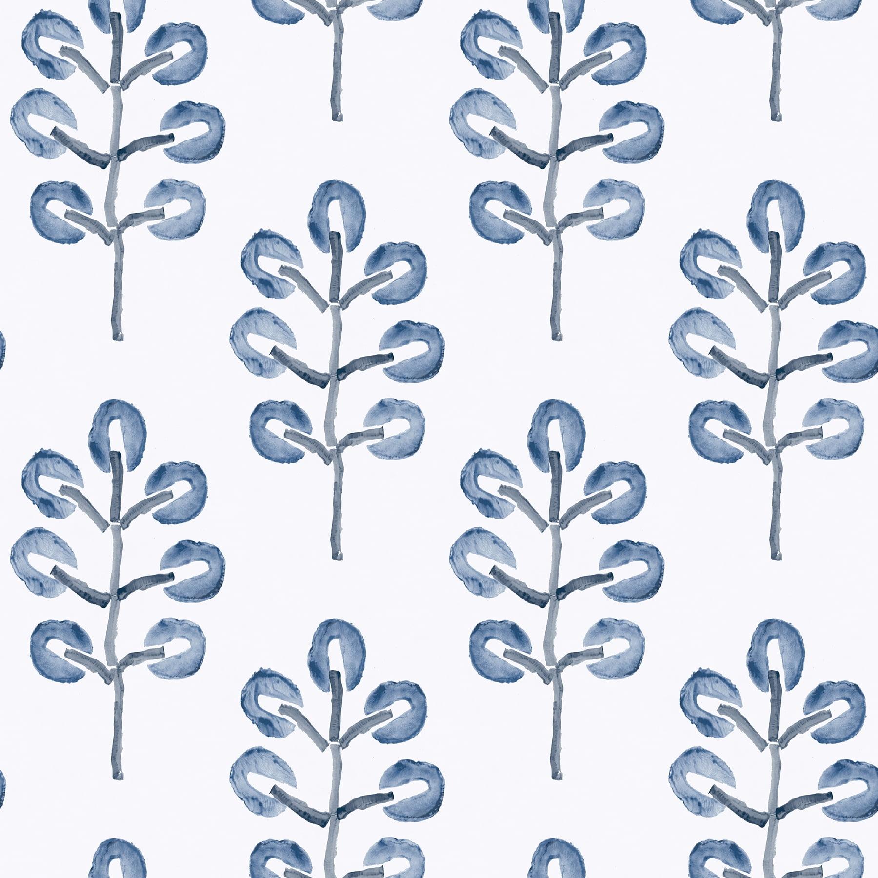 Chesapeake Plum Tree Blue Botanical Wallpaper, 20.5-in by 33-ft, 56.38 sq. ft.