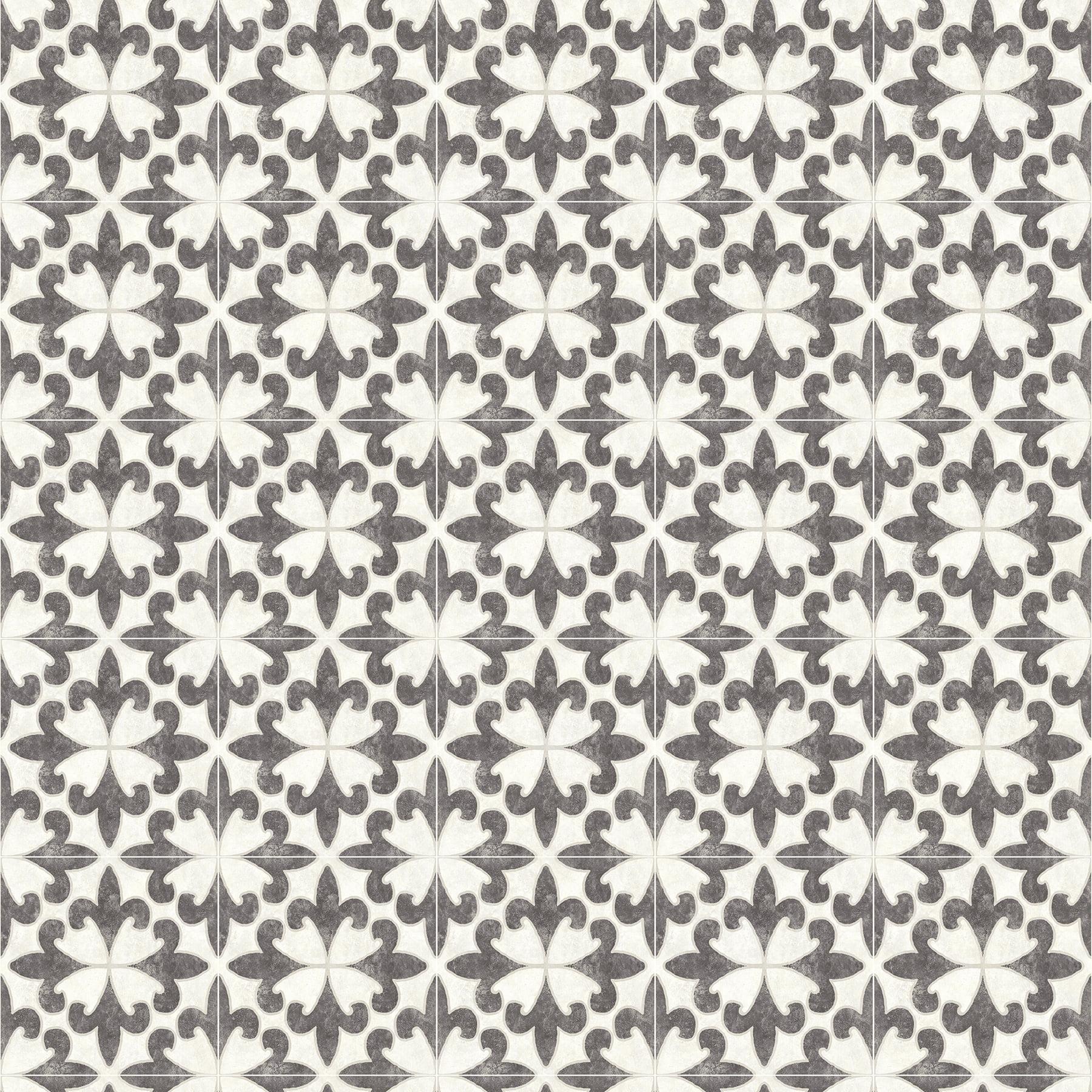 Chesapeake Remy Black Fleur Tile Wallpaper