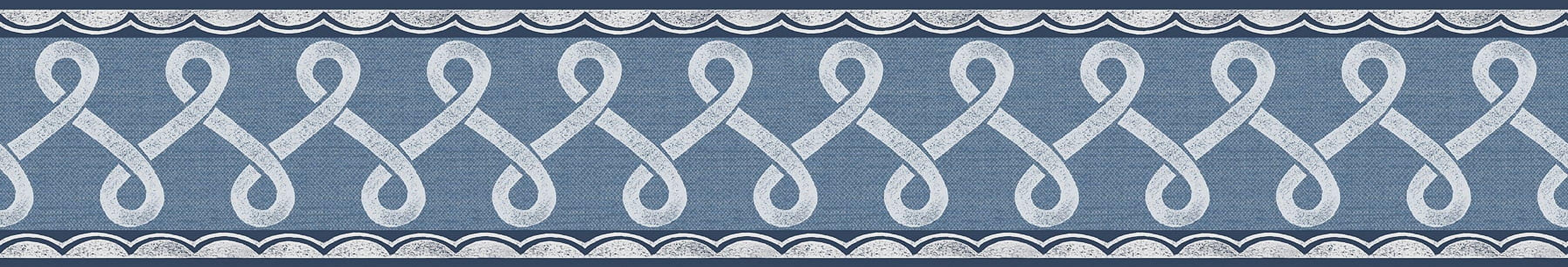 Chesapeake Scalloped Ribbon Blue Trim Wall Border