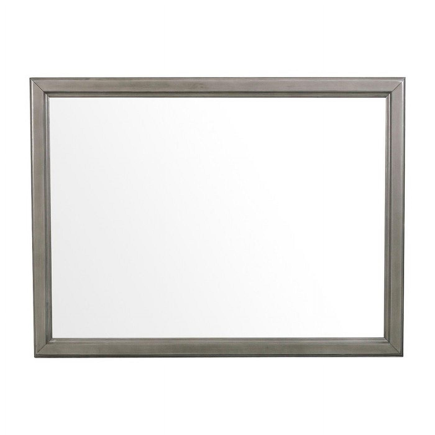 Gray Transitional Rectangular Wood Wall Mirror